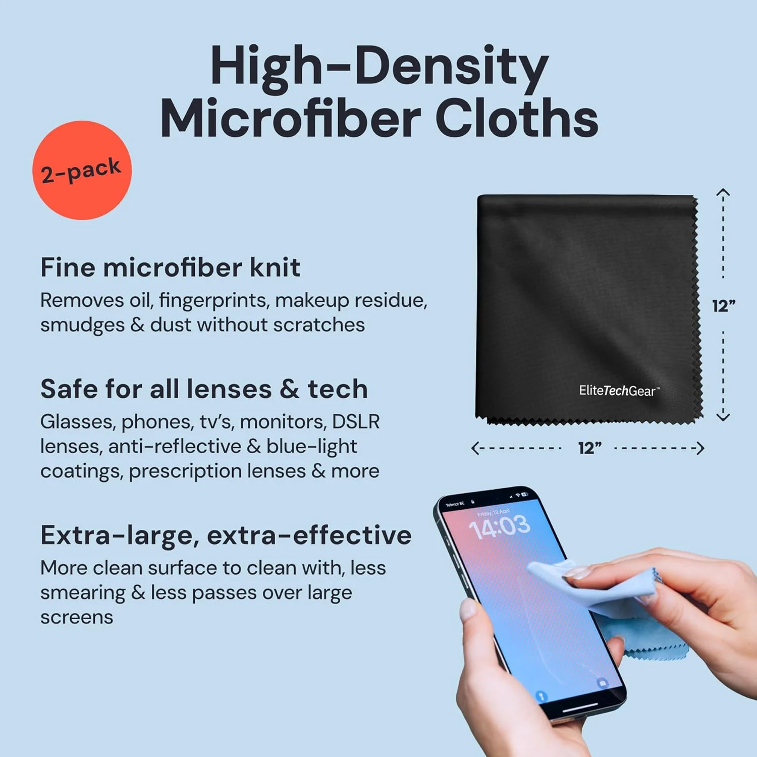 مجموعه تمیز کننده لنز، صفحه نمایش و عینک الیت تک گیر - اسپری 3 عددی (2x118ml+30ml) با 2 پارچه میکروفایبر - محلول بدون الکل - تمیز کننده عینک 5 تکه