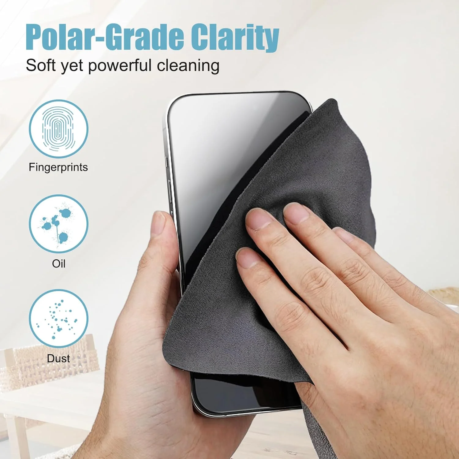 بسته 10 عددی دستمال نظافت میکروفایبر برای لوازم الکترونیکی، لنز دوربین، عینک، صفحه نمایش تلفن همراه و لپ تاپ، کیت دستمال مرطوب ایمن و موثر، خاکستری (18x15 سانتی متر)
