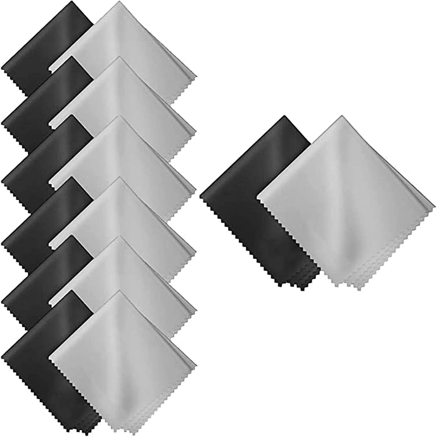 بسته 20 عددی دستمال عینک، دستمال های تمیز کننده میکروفیبر، برای تمیز کردن لنز دوربین، هدست های واقعیت مجازی، عینک، عینک آفتابی، تلفن های هوشمند، تبلت ها، تلویزیون های هوشمند و لپ تاپ ها، 15 × 18 سانتی متر، 10 مشکی، 10 خاکستری