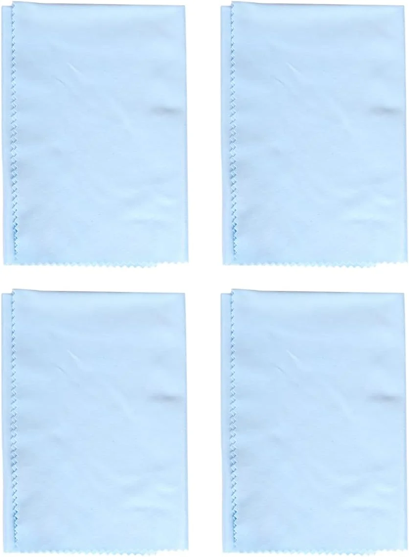 بسته 4 عددی دستمال نظافت میکروفایبر 30x30 سانتی متر، دستمال بزرگ برای تمیز کردن عینک، لنز، تلفن های هوشمند، دوربین، لوازم الکترونیکی و سطوح ظریف، آبی، بزرگ