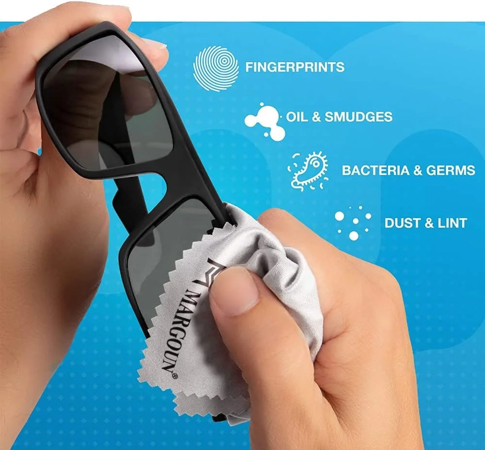 دستمال تمیز کننده میکروفایبر MARGOUN، دستمال عالی برای عینک، لنز، صفحه نمایش و سایر سطوح ظریف 6 * 9 سانتی متر (بسته 4 عددی)