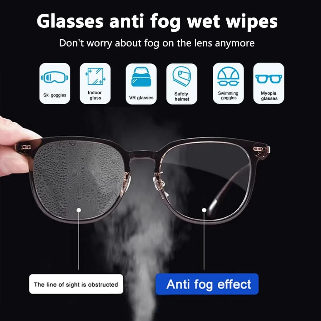 دستمال مرطوب ضد بخار Goodern برای عینک، 100 عدد دستمال کاغذی یکبار مصرف تمیز کننده عینک، تمیز کننده لنز دوربین، از قبل مرطوب شده، بسته بندی جداگانه برای عینک آفتابی، لنزهای نوری، عینک محافظ، صفحه نمایش تلفن، 6×12 سانتی متر