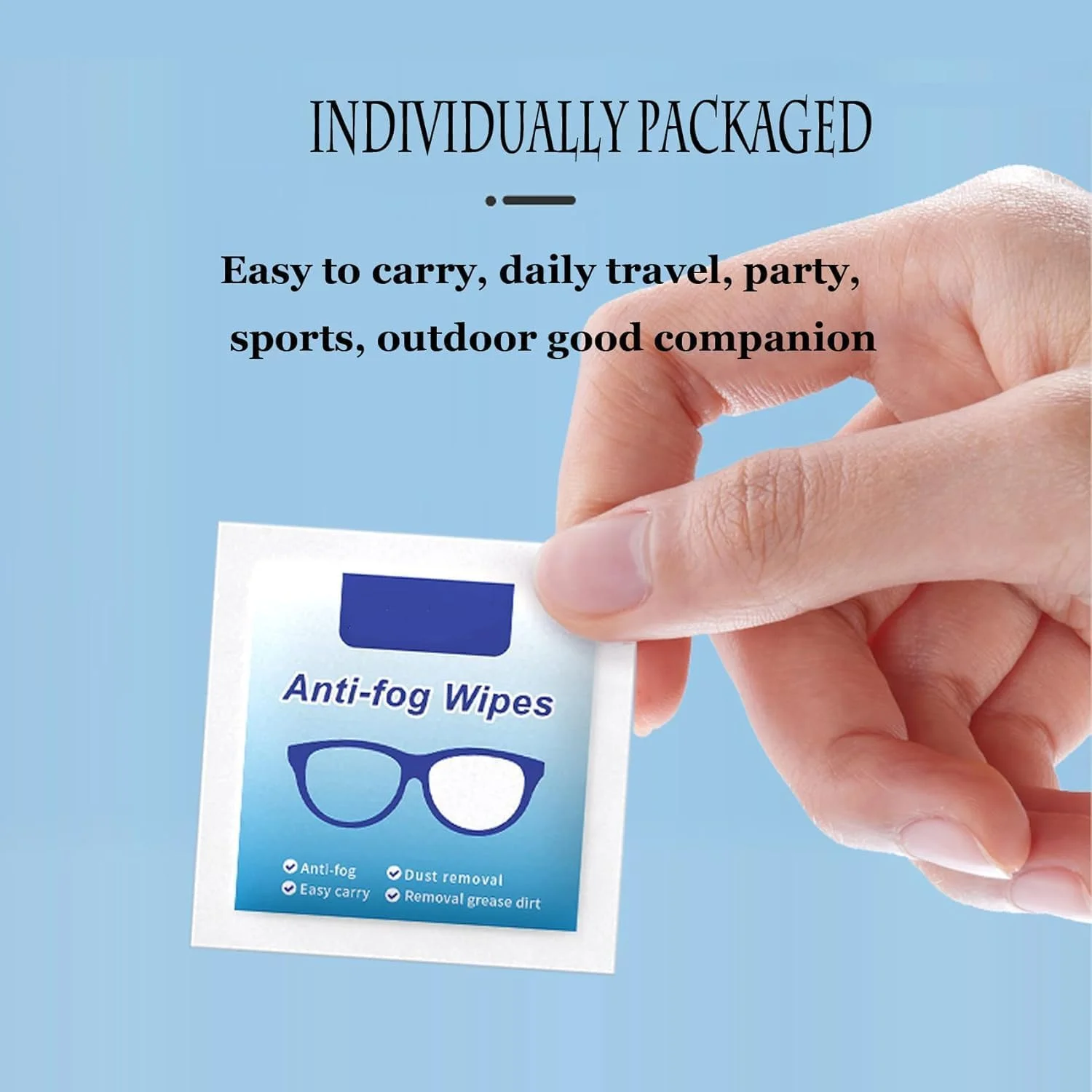 دستمال مرطوب ضد بخار خزنه برای عینک، بسته 100 عددی، دستمال مرطوب تمیز کننده لنز، دستمال مرطوب تمیز کننده لنز و صفحه نمایش، بسته بندی تکی ضد بخار برای تمیز کننده عینک