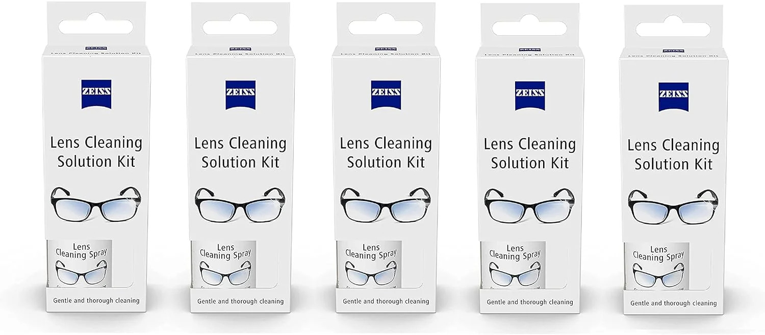 محلول تمیز کننده لنز زایس 30 میلی لیتر به همراه دستمال میکروفیبر - بسته 5 عددی | پاک کننده لنز عالی برای عینک طبی، عینک آفتابی، لنز دوربین و دوربین دوچشمی