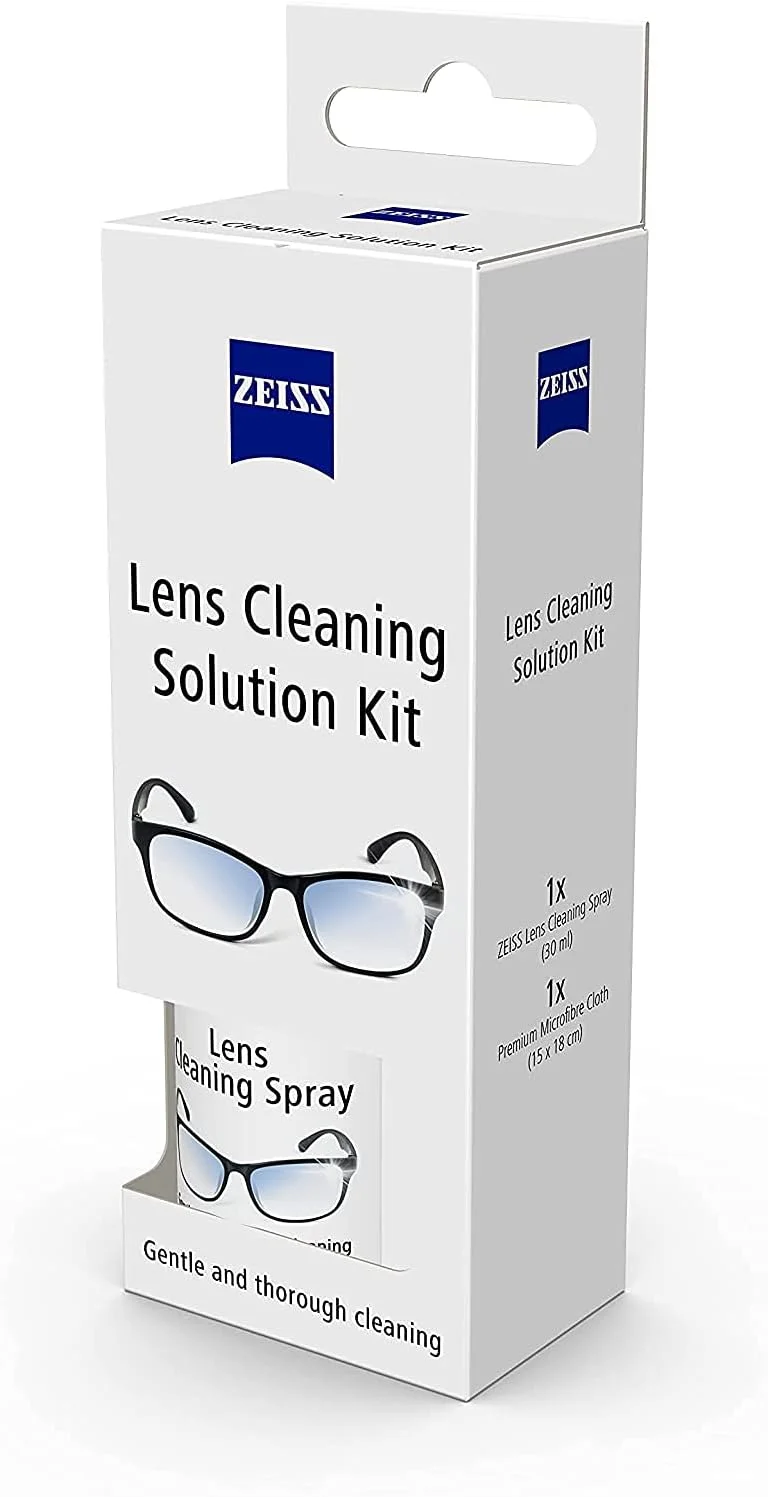محلول تمیز کننده لنز زایس 30 میلی لیتر به همراه دستمال میکروفیبر - بسته 5 عددی | پاک کننده لنز عالی برای عینک طبی، عینک آفتابی، لنز دوربین و دوربین دوچشمی