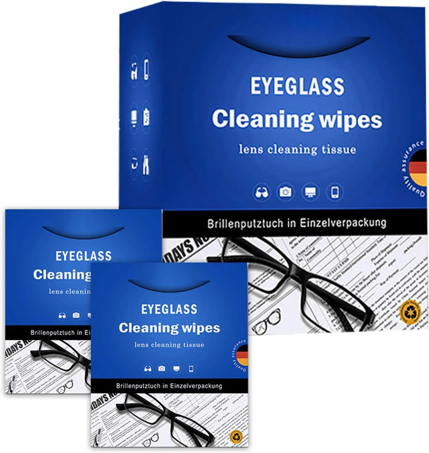 ۱۰۰ عدد دستمال مرطوب لنز برای عینک، دستمال مرطوب تمیز کننده لنز عینک، دستمال مرطوب لنز بسته بندی جداگانه، تمیز کننده بدون خش و رگه برای عینک آفتابی و لنز دوربین