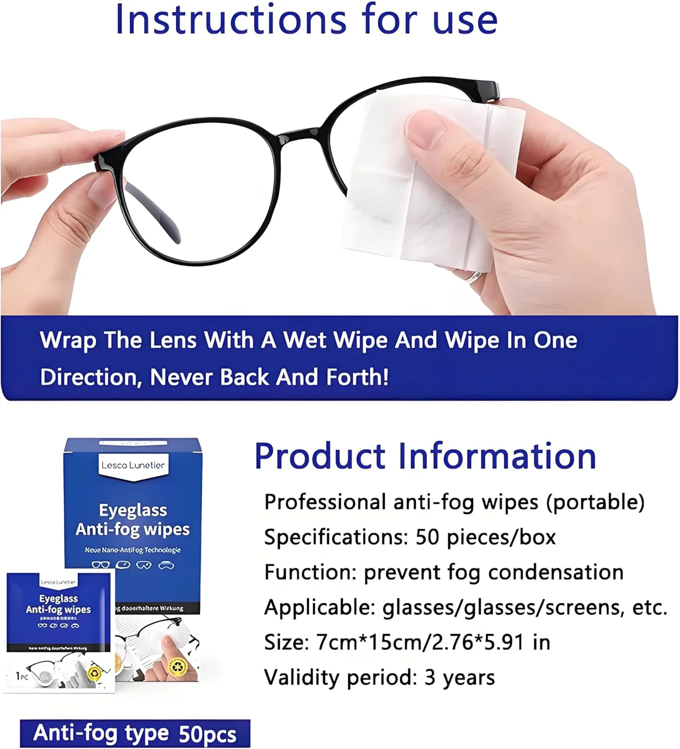 دستمال مرطوب ضد بخار NALACAL، 100 عددی، مناسب برای تمیز کردن عینک، لنز عینک، صفحه نمایش، بدون ایجاد خط و خش، مناسب برای عینک طبی، عینک آفتابی، تلفن، لنز دوربین