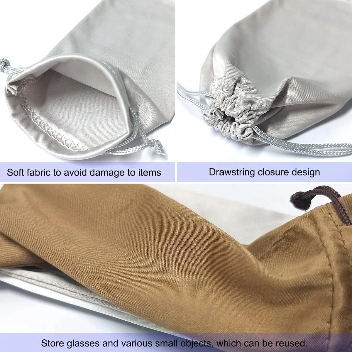 یانتوپ، بسته 4 عددی کیف نگهداری عینک آفتابی و پارچه تمیز کننده میکروفیبر با کیفیت عالی و بند کشی (17.78 در 9.52 سانتی متر)