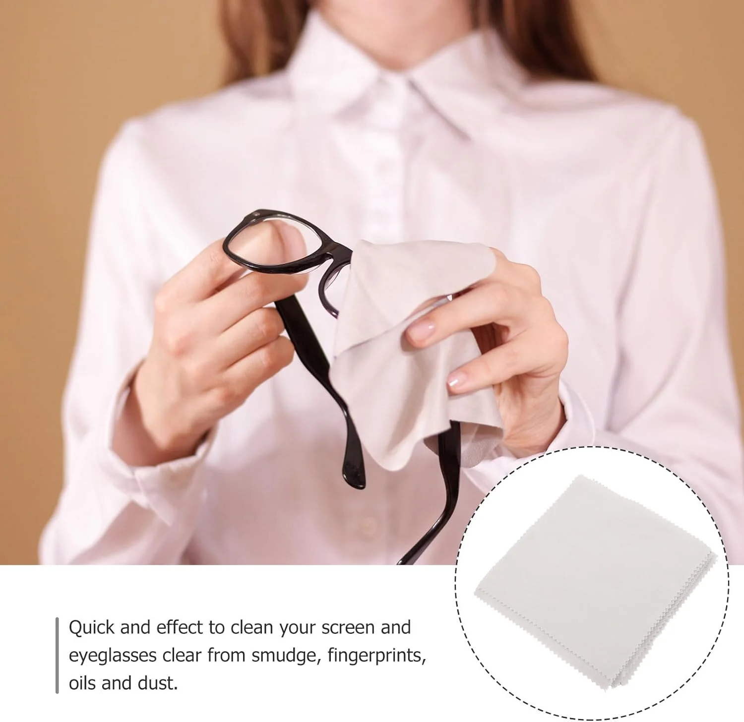 دستمال تمیز کننده عینک میکروفایبر FOMIYES بسته 50 عددی - دستمال مرطوب چندبار مصرف لنز برای عینک، صفحه نمایش، دوربین - ایمن برای گرد و غبار و لکه های روغن - دستمال پولیش چند منظوره