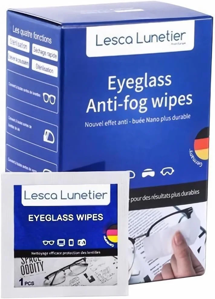 ۱۰۰ عدد دستمال مرطوب ضد بخار، بسته بندی تکی، جلوگیری از بخار روی عینک، محافظ چشم، کلاه کاسکت موتورسیکلت، دوربین و غیره