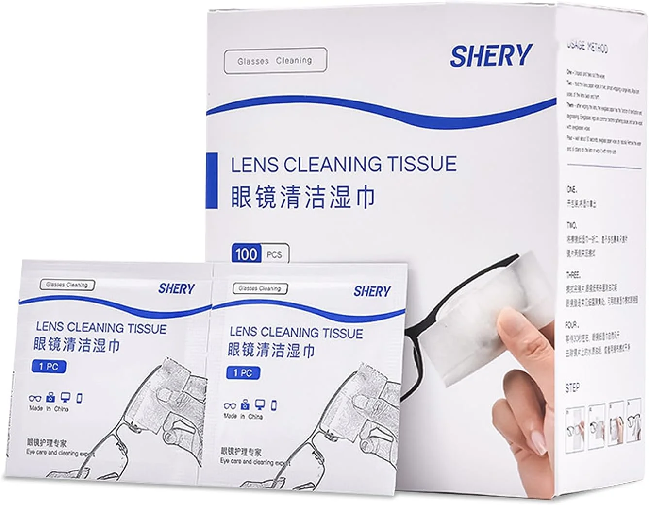 دستمال مرطوب تمیز کننده لنز Yakiter، بسته 100 عددی، دستمال های از پیش مرطوب شده با بسته بندی جداگانه، بدون ایجاد رگه، دستمال مرطوب تمیز کننده عینک برای عینک، لنز دوربین، عینک محافظ، لنز دوربین