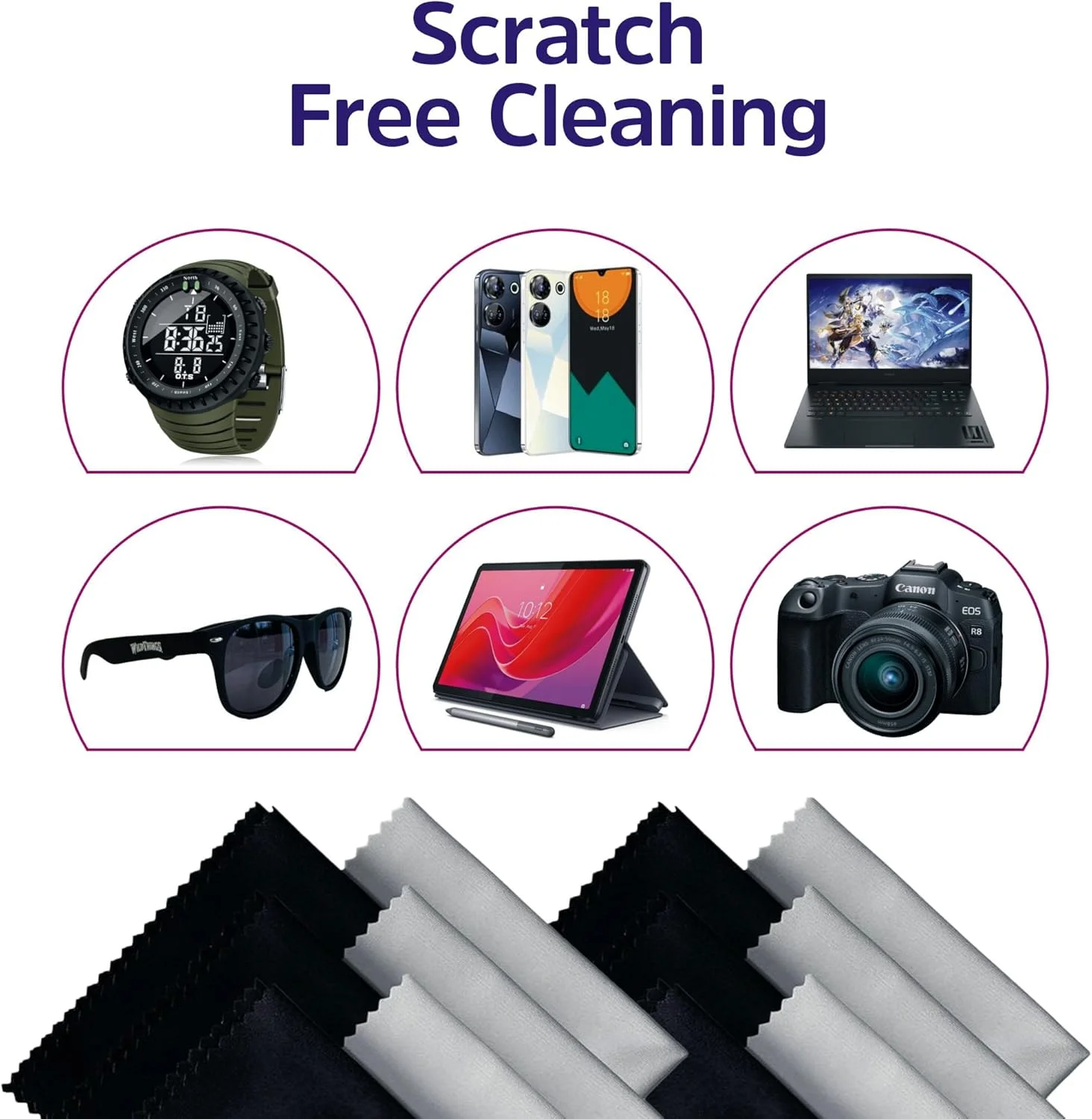 دستمال نظافت میکروفایبر نرم برای عینک - 12 عدد - برای تمیز کردن تلفن های همراه، تلفن های اندروید، آیفون، آیپد، لپ تاپ، صفحه نمایش ال سی دی، تبلت، عینک آفتابی، لنز دوربین، عینک و موارد دیگر