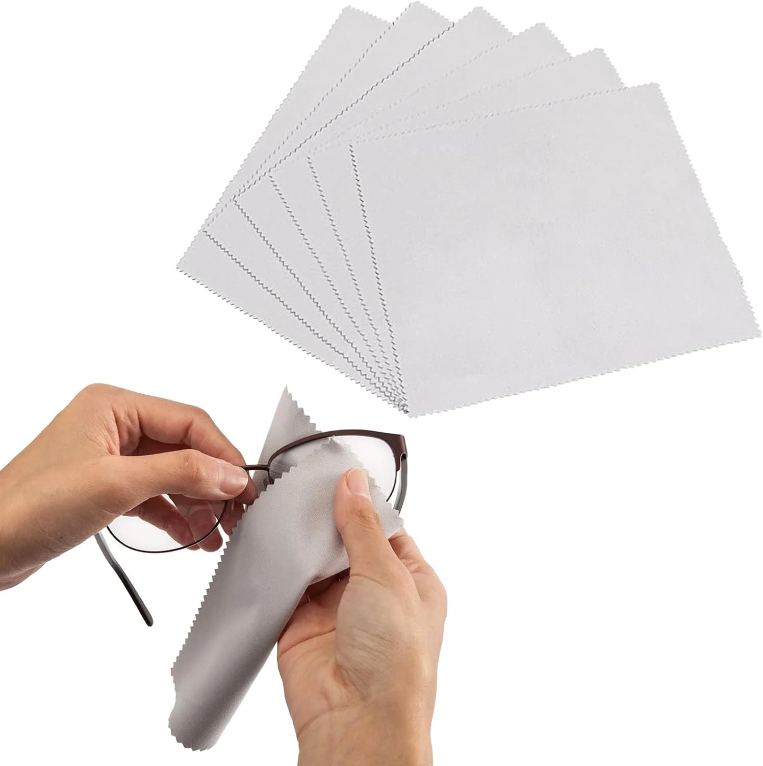 دستمال میکروفایبر تمیز کننده چند منظوره لنز عینک، نرم، قابل استفاده مجدد، غیر سایشی، بسته 6 عددی (خاکستری)