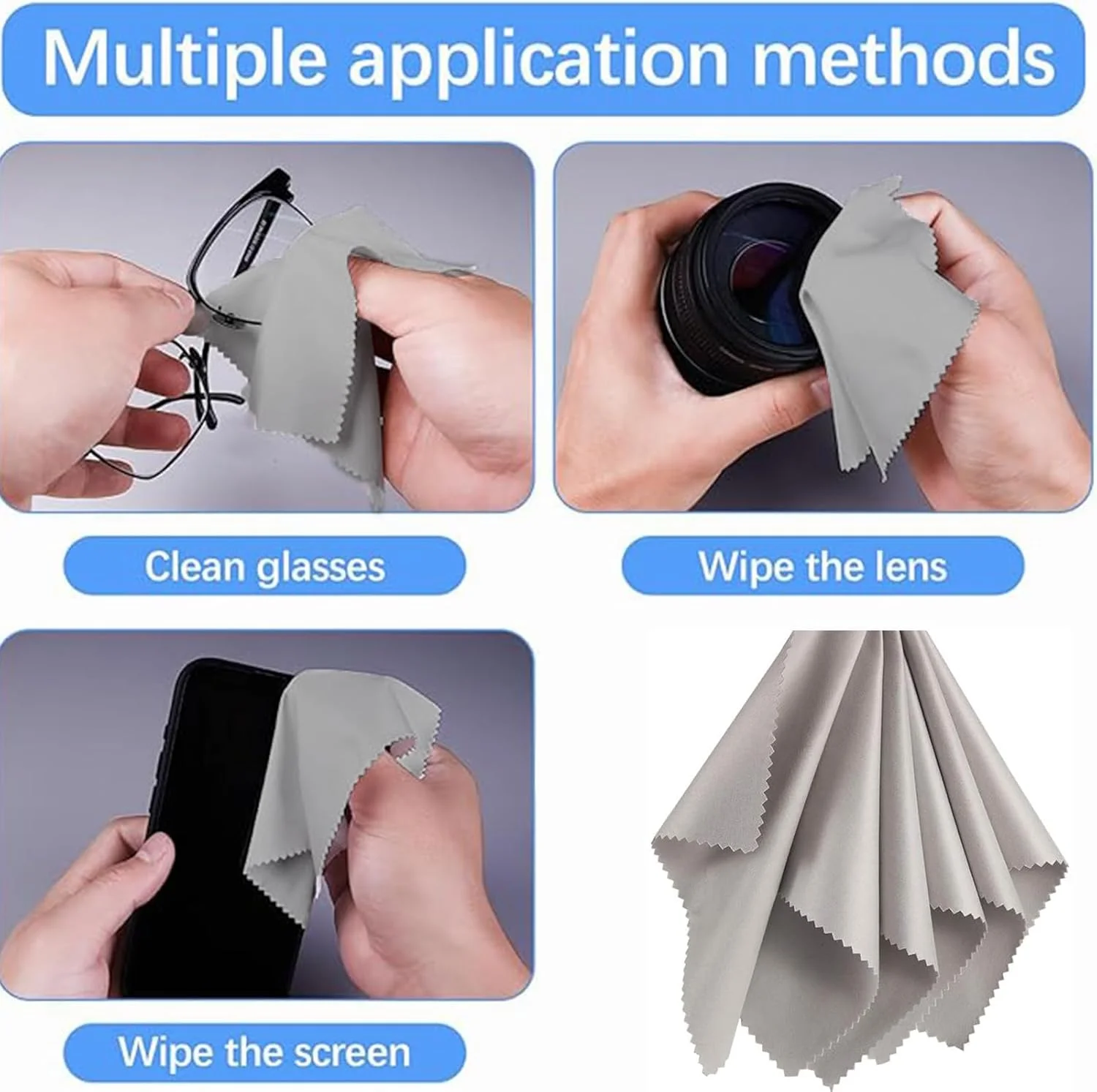 دستمال میکروفایبر تمیز کننده چند منظوره لنز عینک، نرم، قابل استفاده مجدد، غیر سایشی، بسته 6 عددی (خاکستری) دستمال میکروفایبر تمیز کننده چند منظوره لنز عینک، نرم، قابل استفاده مجدد، غیر سایشی، بسته 6 عددی (خاکستری)