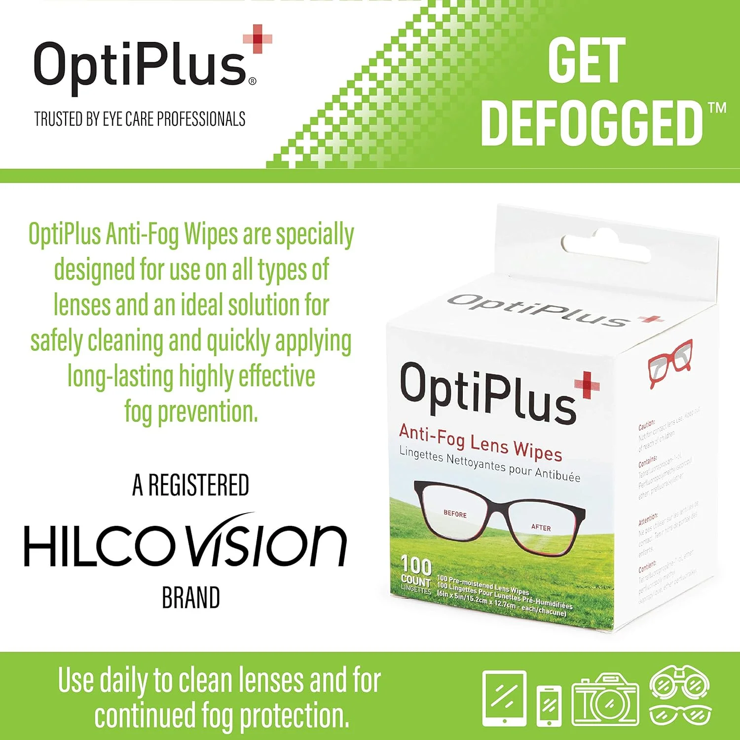 دستمال مرطوب ضد بخار لنز OptiPlus