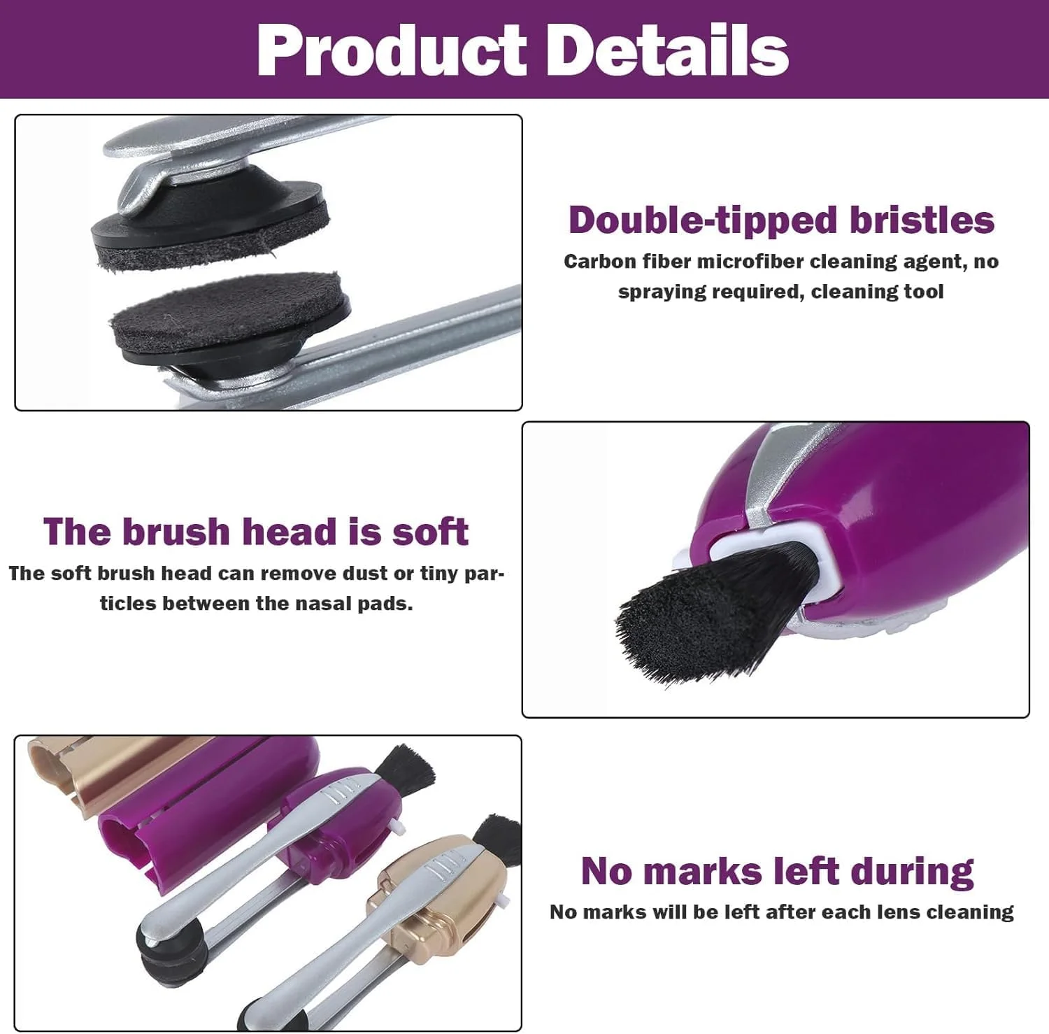 ابزار تمیز کننده عینک، کیت تمیز کننده قابل حمل برای لنزها و عینک آفتابی، پدهای میکروفیبر نرم، حمل آسان برای مسافرت، محل کار، مدرسه، استفاده روزانه، 3 عدد