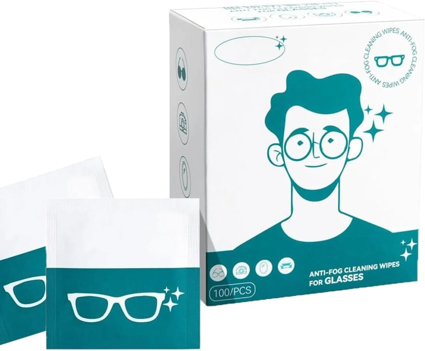 دستمال مرطوب لنز - بسته 100 عددی، دستمال‌های تمیز کننده عینک با بسته‌بندی تکی - بدون ایجاد خط و خش و لکه برای عینک، عینک آفتابی و لنز دوربین
