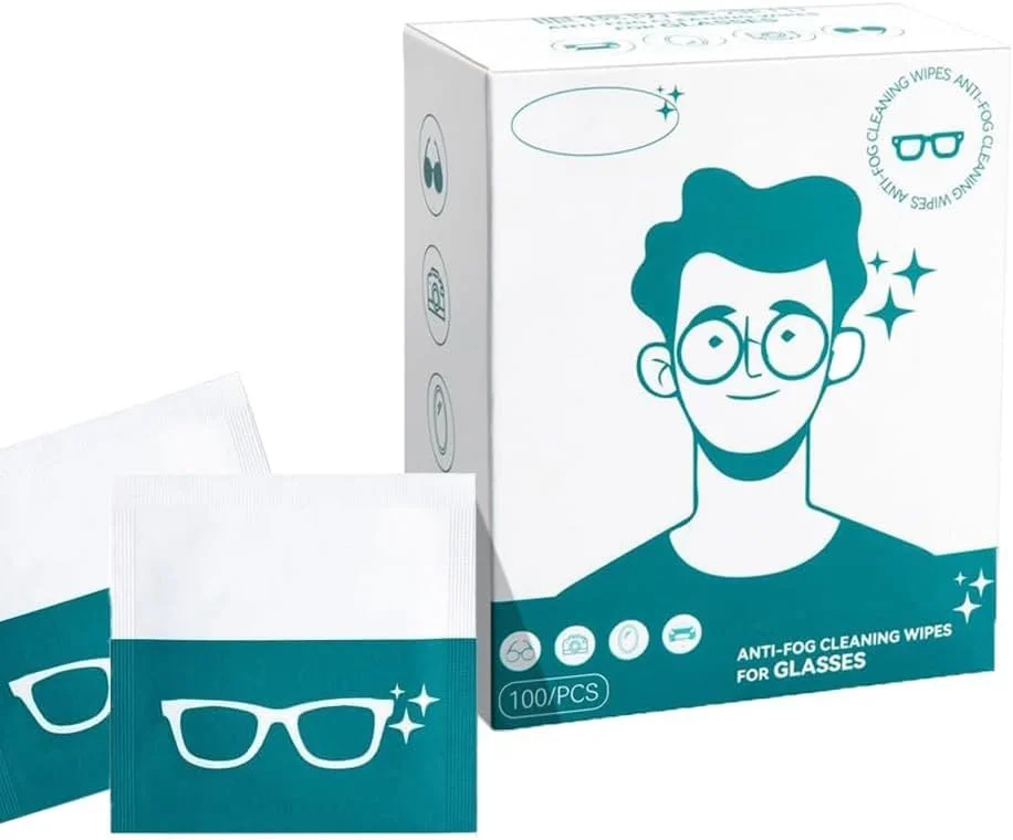 دستمال مرطوب لنز - بسته 100 عددی، دستمال‌های تمیز کننده عینک با بسته‌بندی تکی - بدون ایجاد خط و خش و لکه برای عینک، عینک آفتابی و لنز دوربین