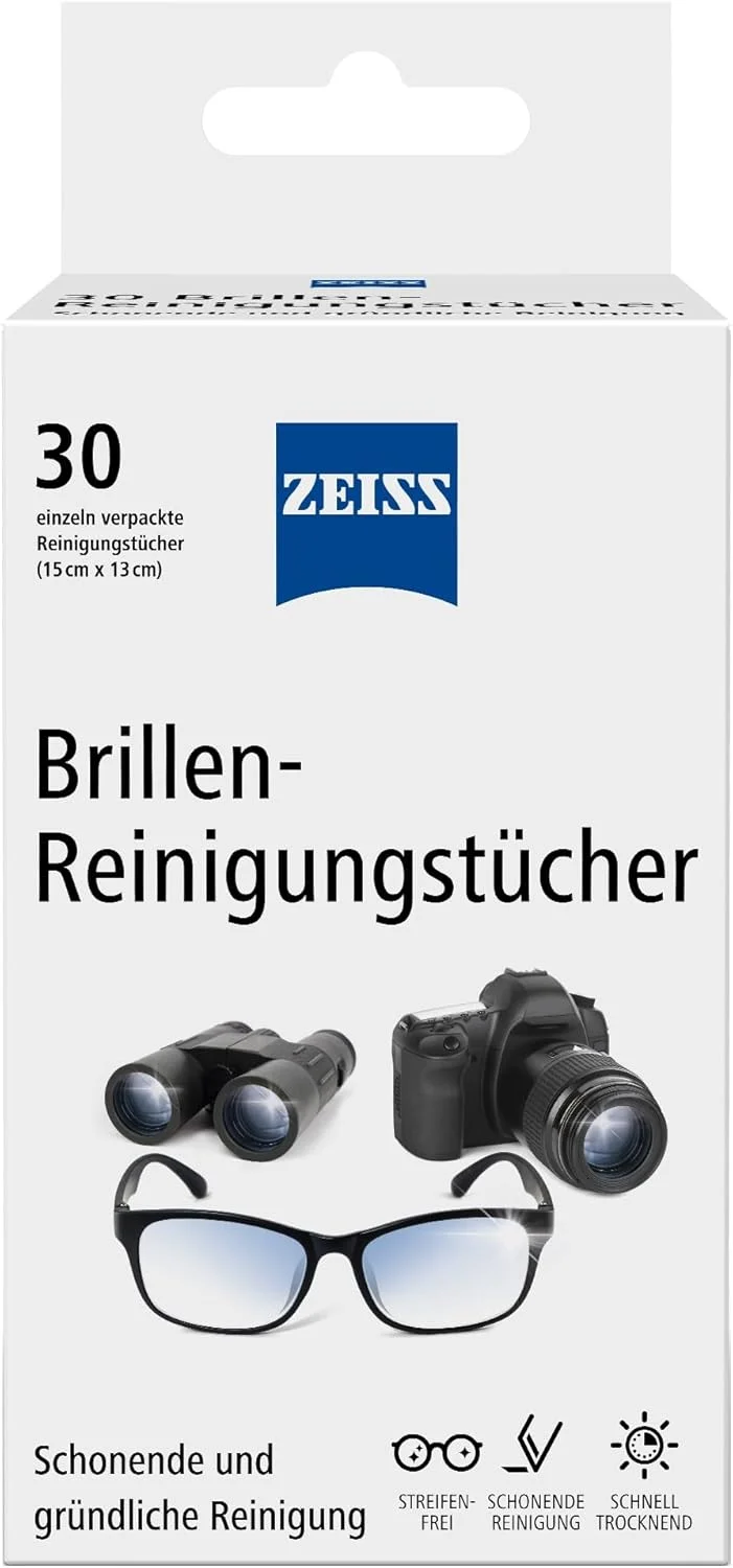 دستمال مرطوب پاک کننده عینک زایس حاوی الکل، بسته 30 عددی، برای تمیز کردن ملایم و کامل لنزهای شما - هر دستمال به صورت جداگانه بسته بندی شده - ایده آل برای مسافرت