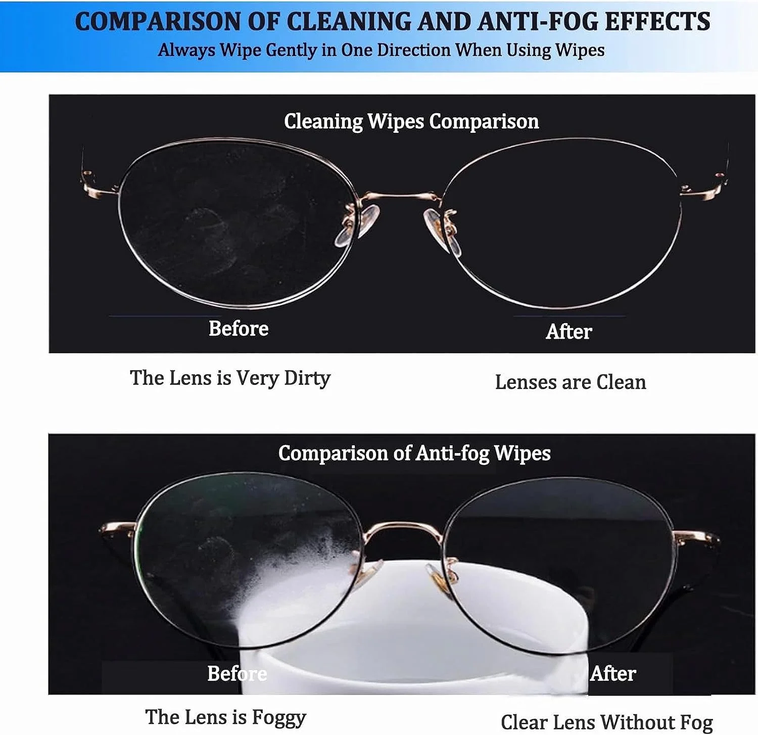 دستمال مرطوب لنز ULHYC بسته 100 عددی، دستمال ضد بخار عینک، کیت تمیز کننده لنز برای عینک، لنز دوربین، تلفن همراه، لپ تاپ، بسته بندی تکی یکبار مصرف