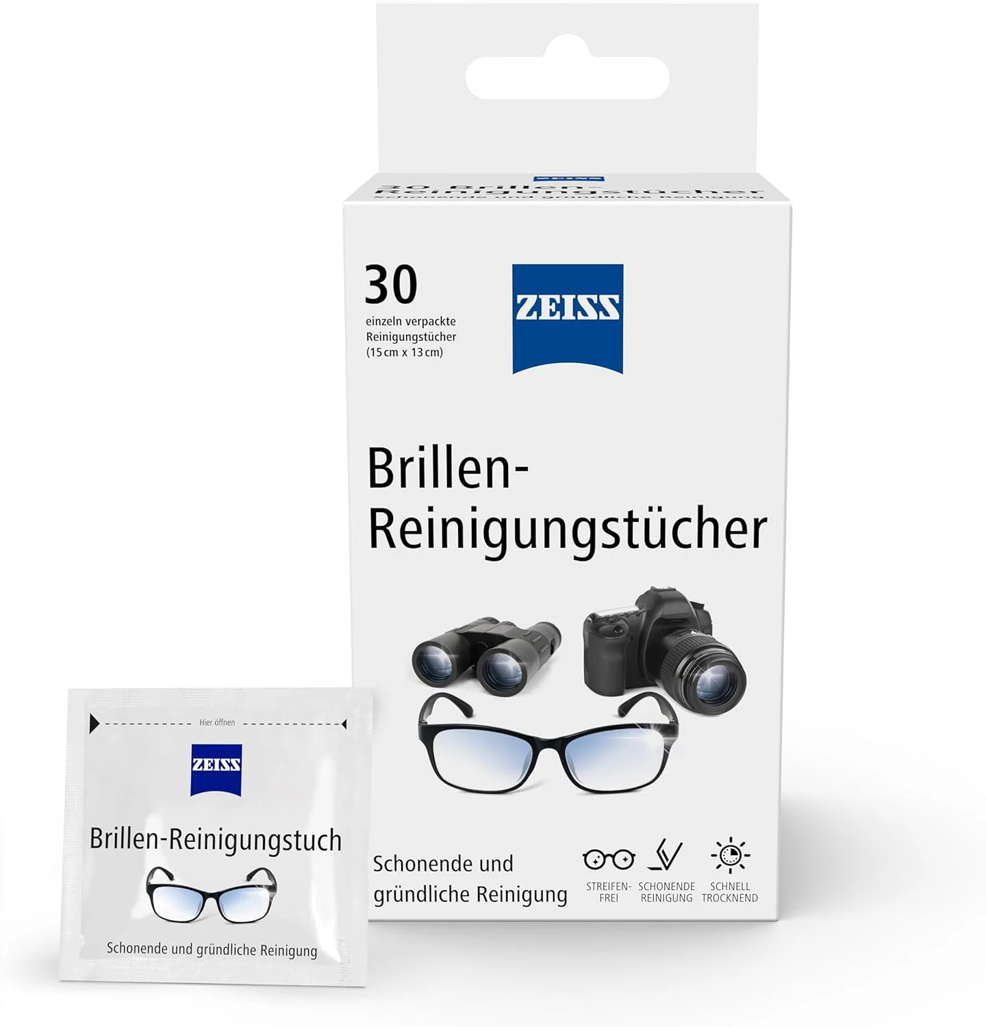 دستمال مرطوب پاک کننده عینک زایس حاوی الکل، بسته 30 عددی، برای تمیز کردن ملایم و کامل لنزهای شما - هر دستمال به صورت جداگانه بسته بندی شده - ایده آل برای مسافرت