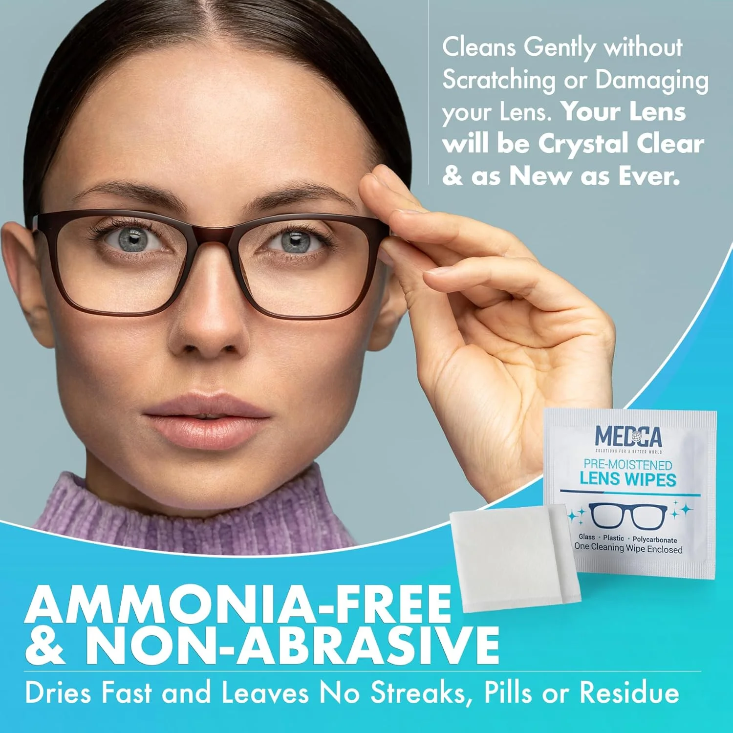 دستمال مرطوب پاک کننده لنز MEDca [بسته 210 عددی]، دستمال های تمیز کننده از پیش مرطوب شده، پدهای پاک کننده عینک به صورت جداگانه بسته بندی شده برای تلفن، صفحه نمایش تبلت، کمک به تمیز کردن دوربین ها، لوازم الکترونیکی، لنزهای عکاسی