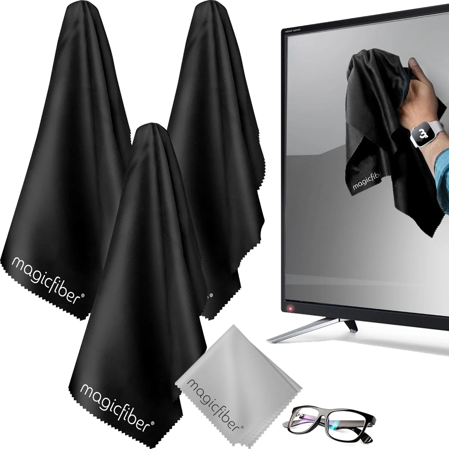 دستمال میکروفایبر بزرگ MagicFiber - دستمال عالی برای تلویزیون، صفحه نمایش، پنجره، آینه و موارد دیگر