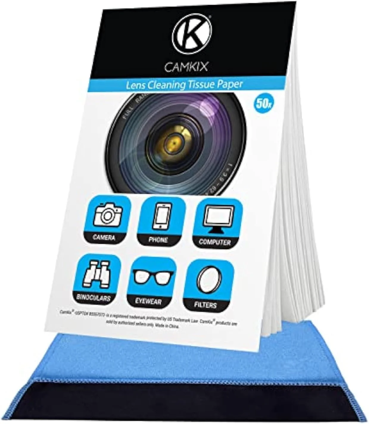 دستمال کاغذی تمیز کننده لنز CAMKIX، 6 بسته / 300 برگ + پارچه دو طرفه برای لنزهای دوربین دستمال کاغذی تمیز کننده لنز CAMKIX، 6 بسته / 300 برگ + پارچه دو طرفه برای لنزهای دوربین