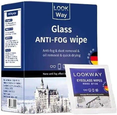 دستمال مرطوب شیشه، بسته 100 عددی دستمال مرطوب تمیز کننده لنز ضد بخار، تمیز کننده لنز از پیش مرطوب شده با بسته بندی جداگانه برای عینک، عینک محافظ، لنز دوربین، صفحه نمایش، بدون رگه، خشک شدن سریع، ایمن برای انواع لنز