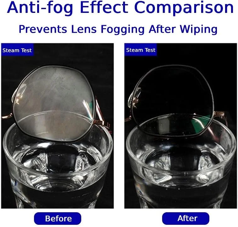 دستمال مرطوب شیشه، بسته 100 عددی دستمال مرطوب تمیز کننده لنز ضد بخار، تمیز کننده لنز از پیش مرطوب شده با بسته بندی جداگانه برای عینک، عینک محافظ، لنز دوربین، صفحه نمایش، بدون رگه، خشک شدن سریع، ایمن برای انواع لنز