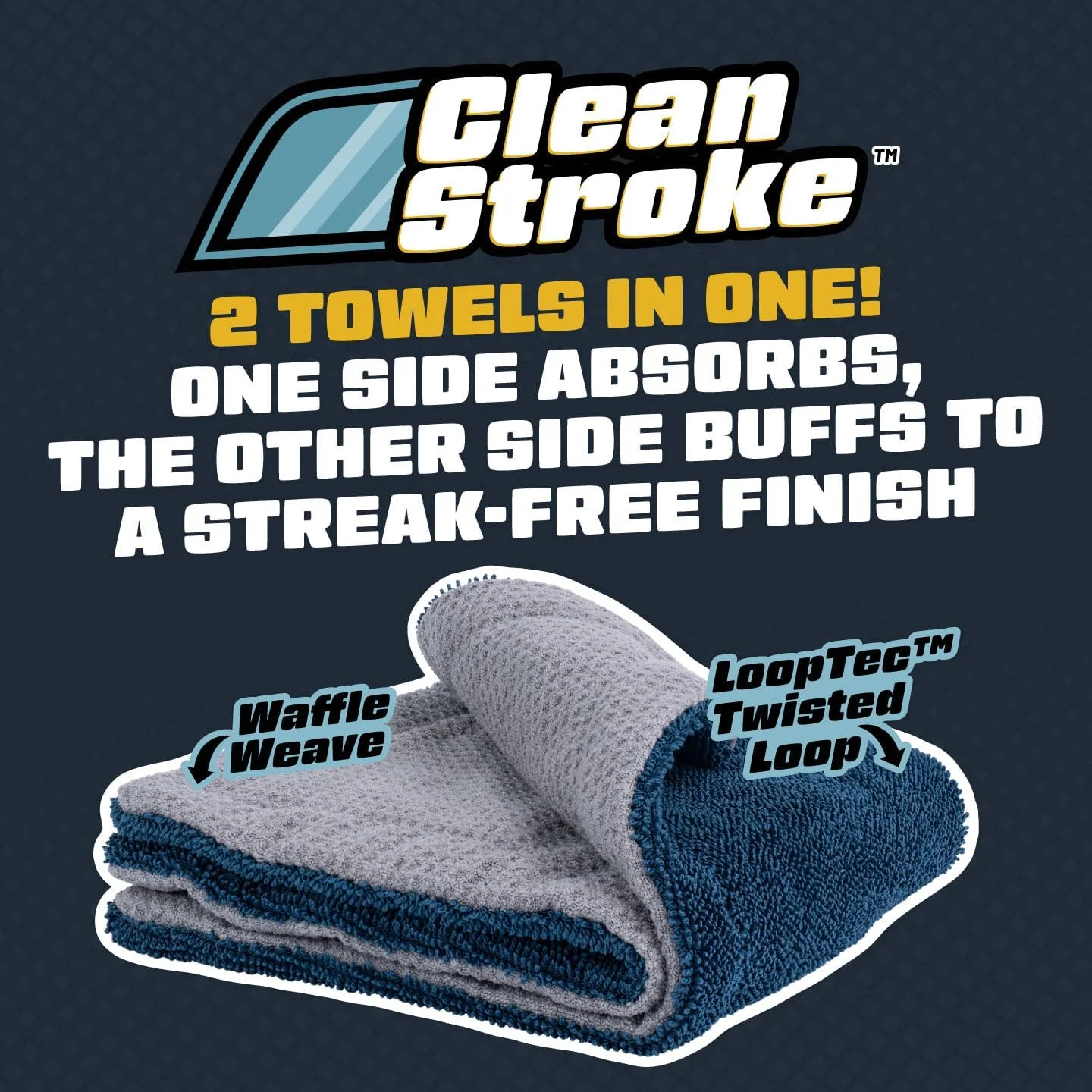 دستمال میکروفایبر دو طرفه شیشه شوی کمیکال گایز - 40x40 سانتی متر، پارچه ممتاز بدون رد بجا مانده برای خودرو، کامیون و SUV - دستمال دیتیلینگ بدون خط و خش و پرز برای شیشه و آینه های شفاف