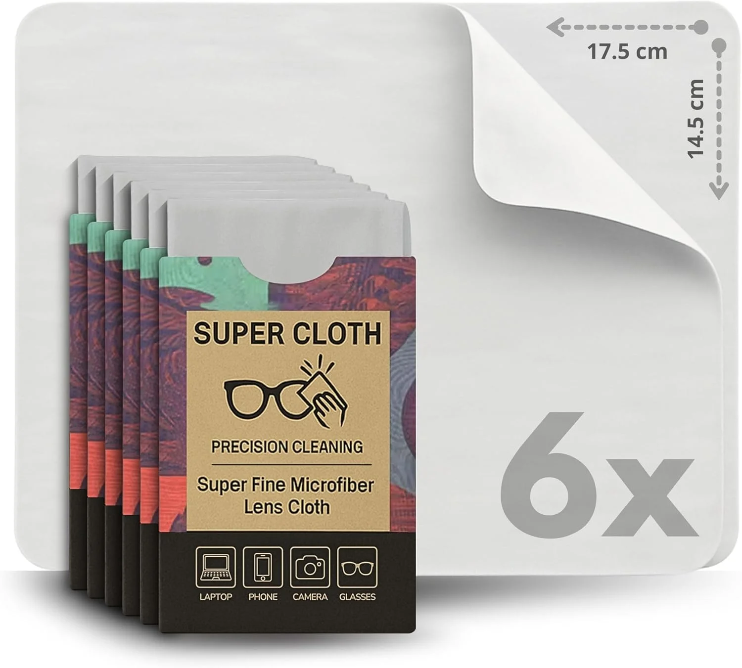 دستمال میکروفایبر ممتاز Super-Cloth® برای تمیز کردن عینک (بسته 6 عددی) | تمیز کننده فوق العاده ظریف لنز برای عینک طبی، عینک آفتابی، VR/AR، دوربین ها و صفحه نمایش ها | بدون پرز، ایمن در برابر خراش، قابل شستشو و استفاده مجدد. دستمال میکروفایبر ممتاز Super-Cloth® برای تمیز کردن عینک (بسته 6 عددی) | تمیز کننده فوق العاده ظریف لنز برای عینک طبی، عینک آفتابی، VR/AR، دوربین ها و صفحه نمایش ها | بدون پرز، ایمن در برابر خراش، قابل شستشو و استفاده مجدد.
