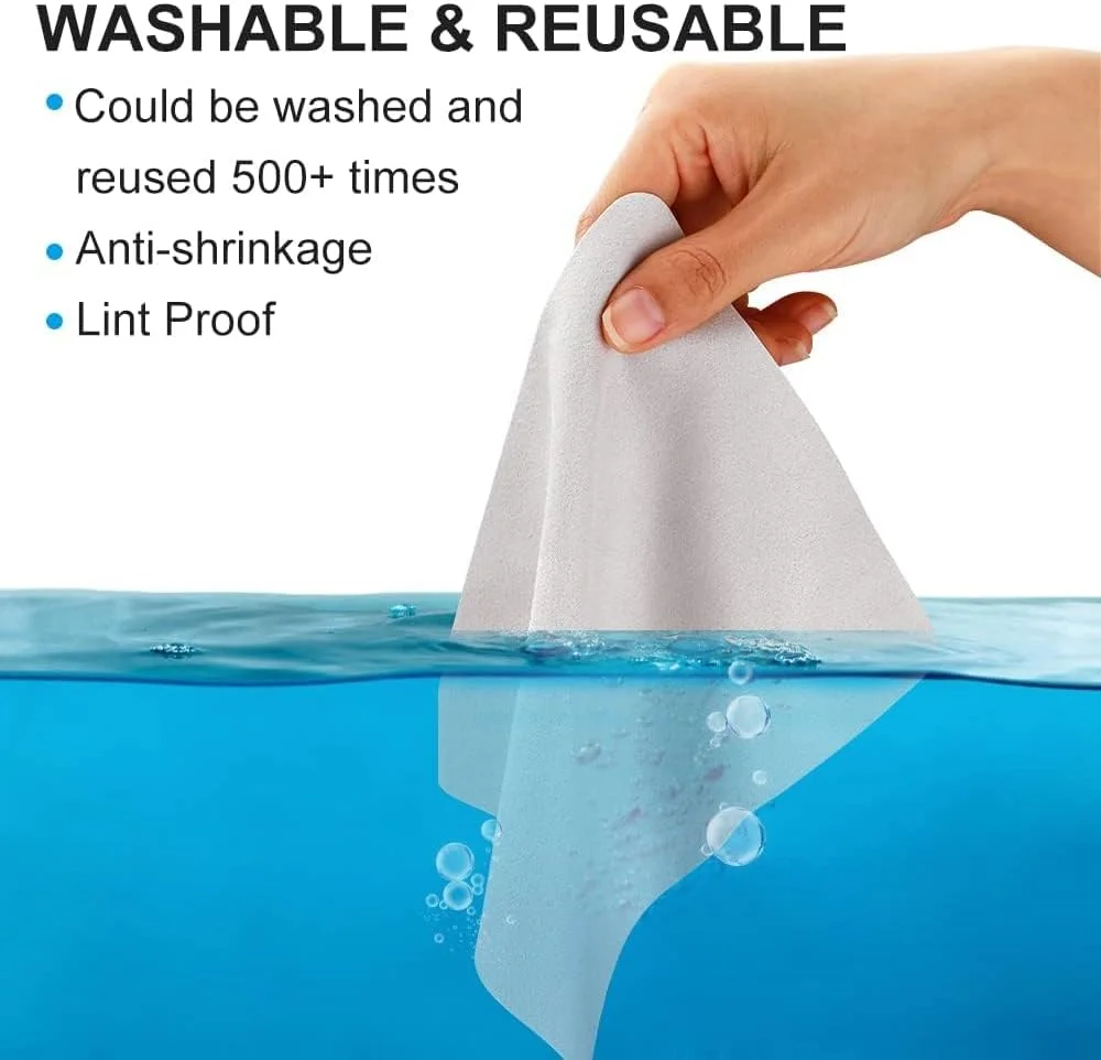 دستمال تمیز کننده عینک SYOSI، دستمال جیر برای تمیز کردن عینک، لنز، تلفن، صفحه نمایش، دوربین (50 عدد، خاکستری)