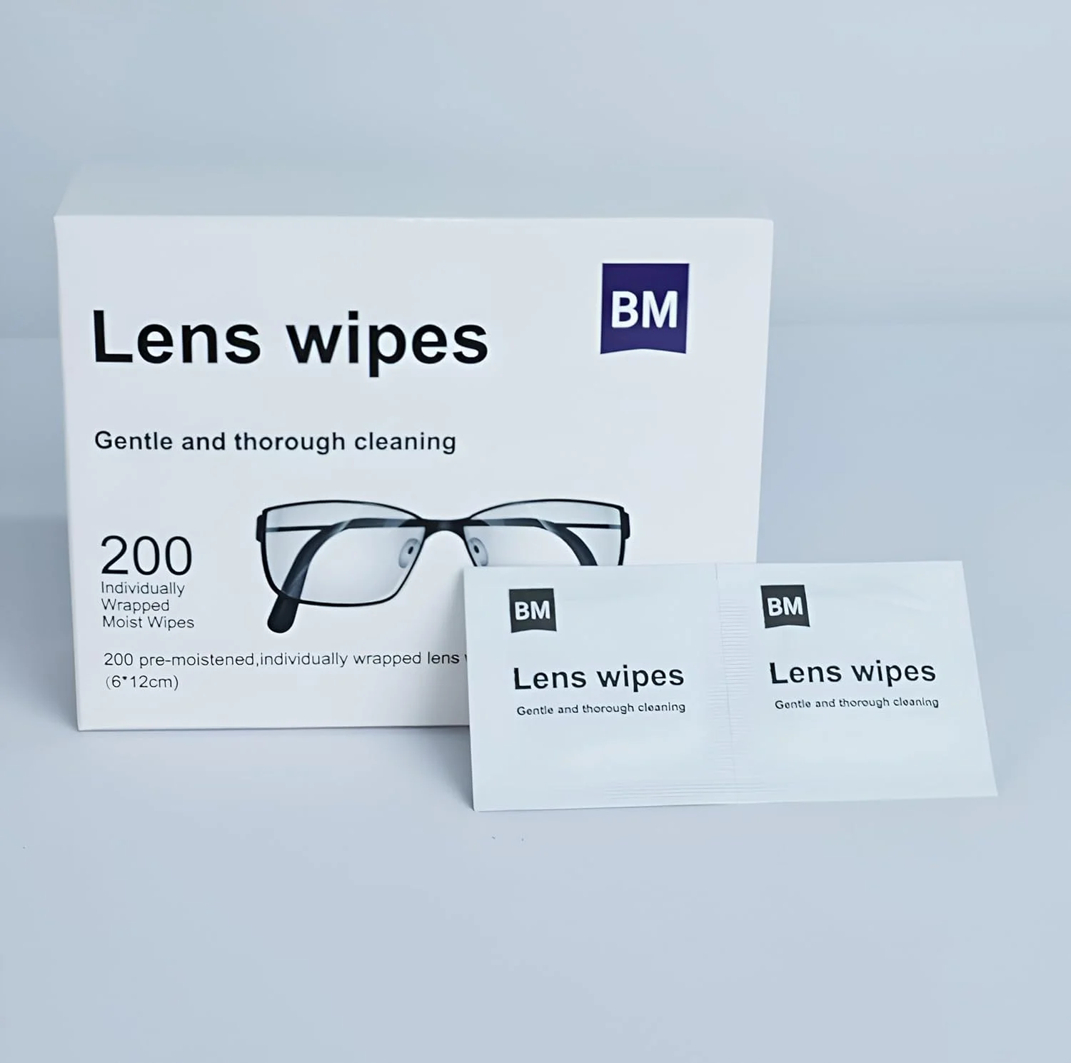 دستمال مرطوب تمیز کننده لنز، 200 عدد، از قبل مرطوب شده، بسته بندی تکی، بدون ایجاد خط و خش، بدون ایجاد لکه