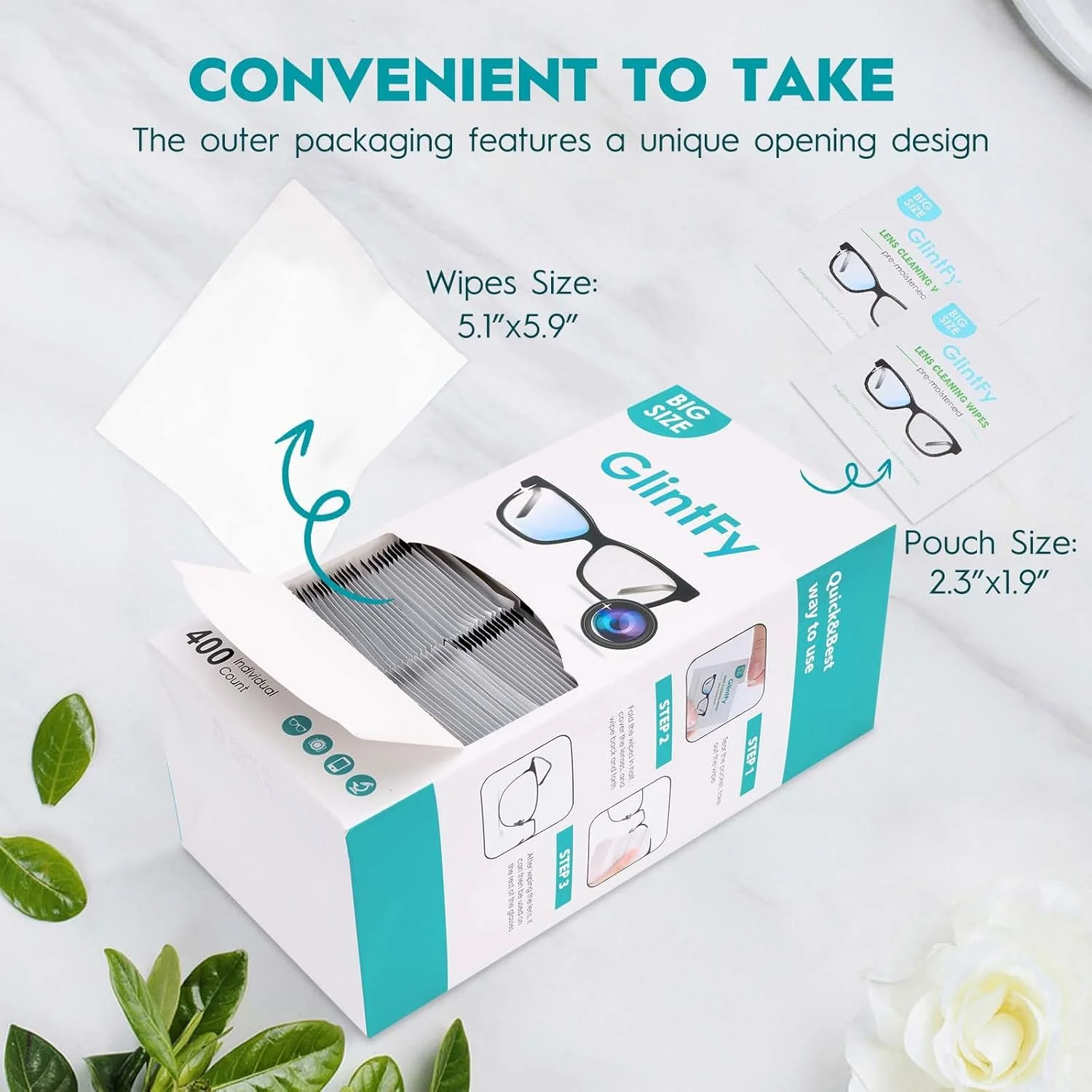 دستمال مرطوب لنز عینک، 400 عدد، بسته بندی مجزا، ایمن، دستمال تمیز کننده لنز بدون ایجاد خط و خش، مناسب برای عینک، عینک آفتابی، لنز دوربین، عینک محافظ، تلفن، تبلت