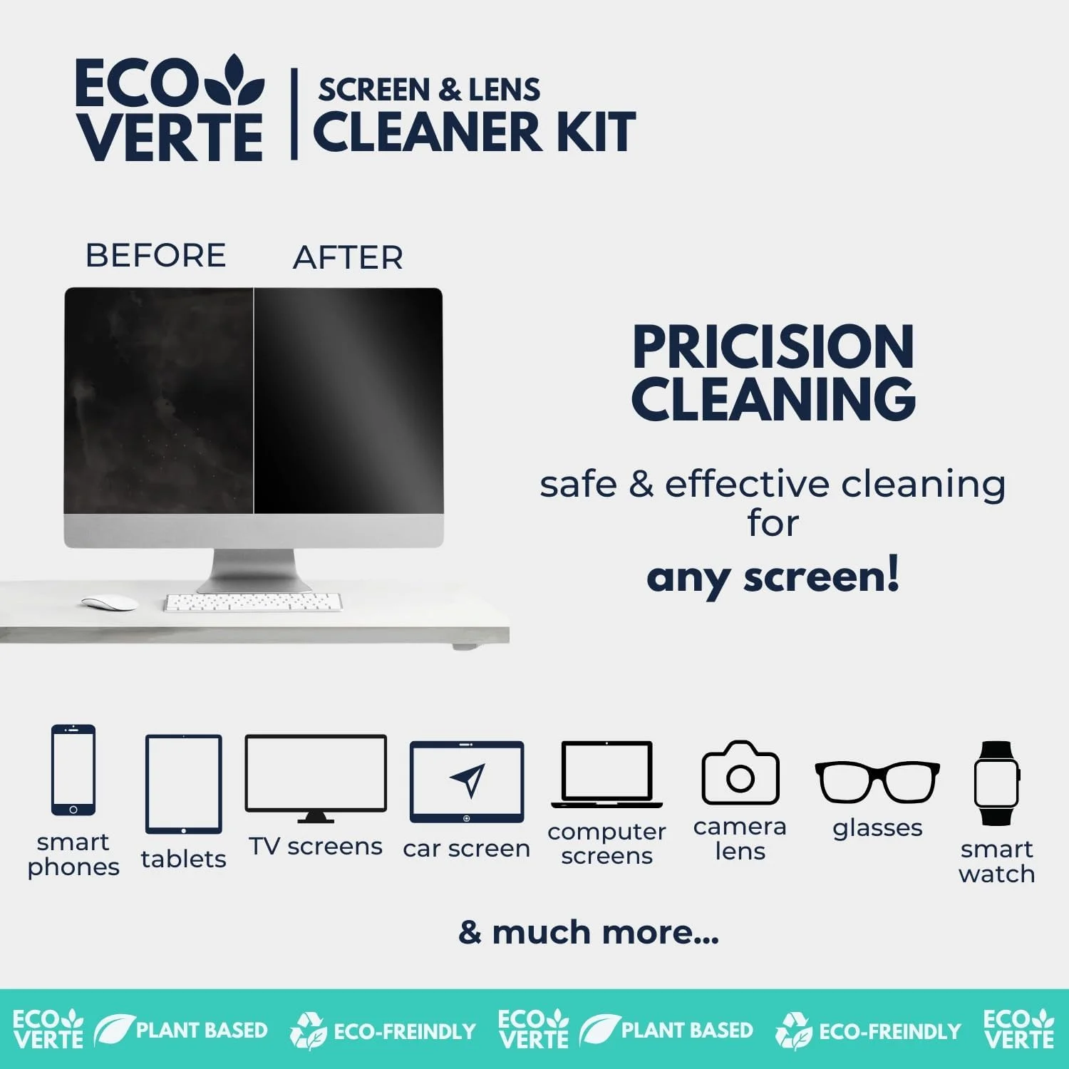 اسپری تمیز کننده صفحه نمایش و پارچه میکروفایبر، بهترین برای تمیز کردن لپ تاپ، آیپد، تلویزیون LED، تلفن هوشمند (اسپری تمیز کننده صفحه نمایش 100 میلی لیتر، 3 عدد پارچه میکروفایبر)