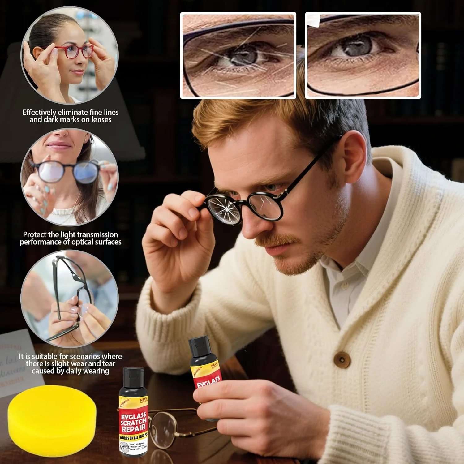 کیت ترمیم خط و خش عینک، پولیش واکس لنز عینک 100 گرمی، تمیز کننده چند منظوره عینک، ایده آل برای از بین بردن خراشیدگی، مناسب استفاده روزانه در صفحه نمایش دوربین، مسافرت، اداره، مدرسه و خانه