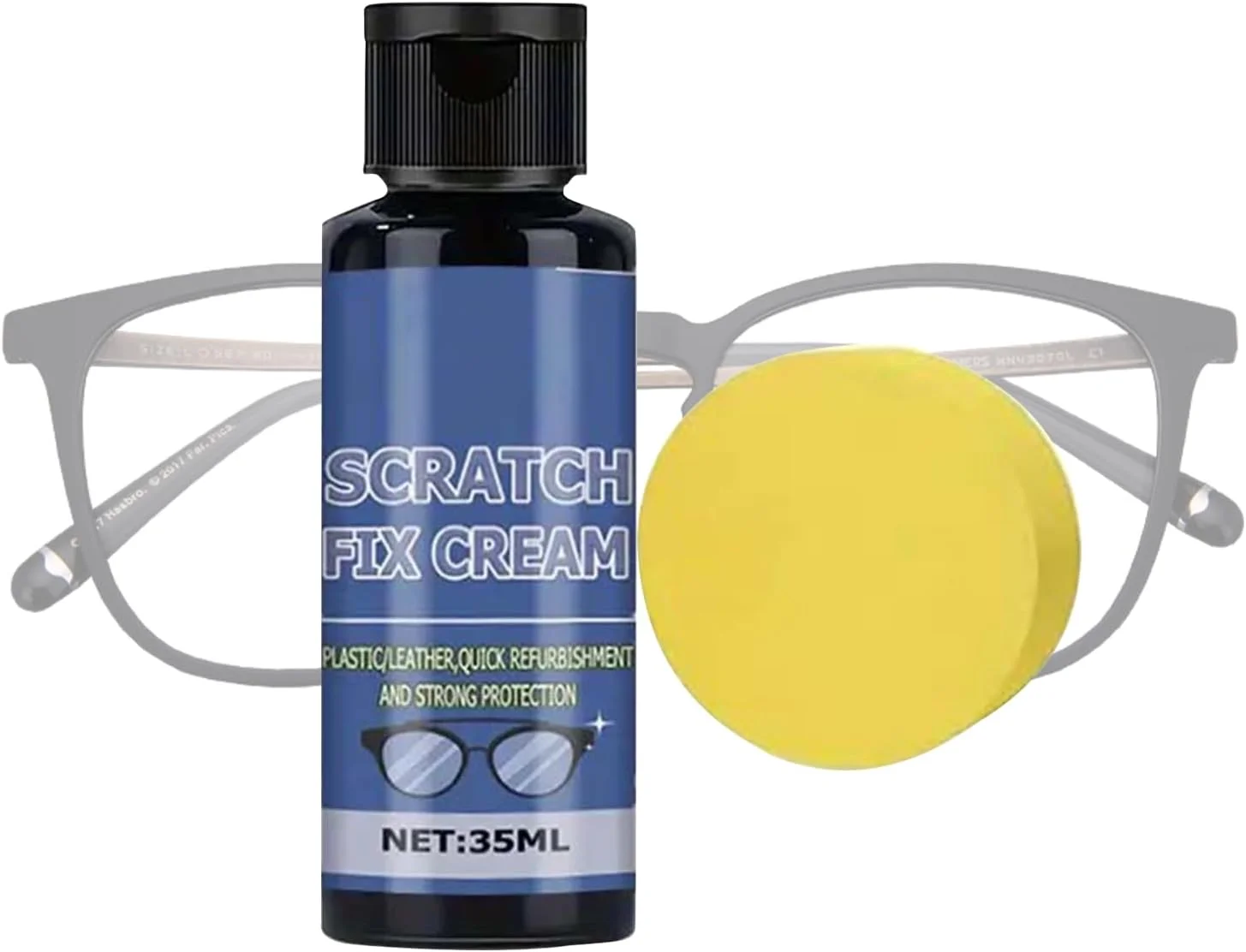 محلول خش گیر عینک - پاک کننده سریع الاثر 35 میلی لیتری | محلول خش گیر لنز برای عینک با اسفنج | برای صفحه نمایش پنجره، تلفن، ساعت، عینک آفتابی، دوربین، آینه، سطوح داخلی