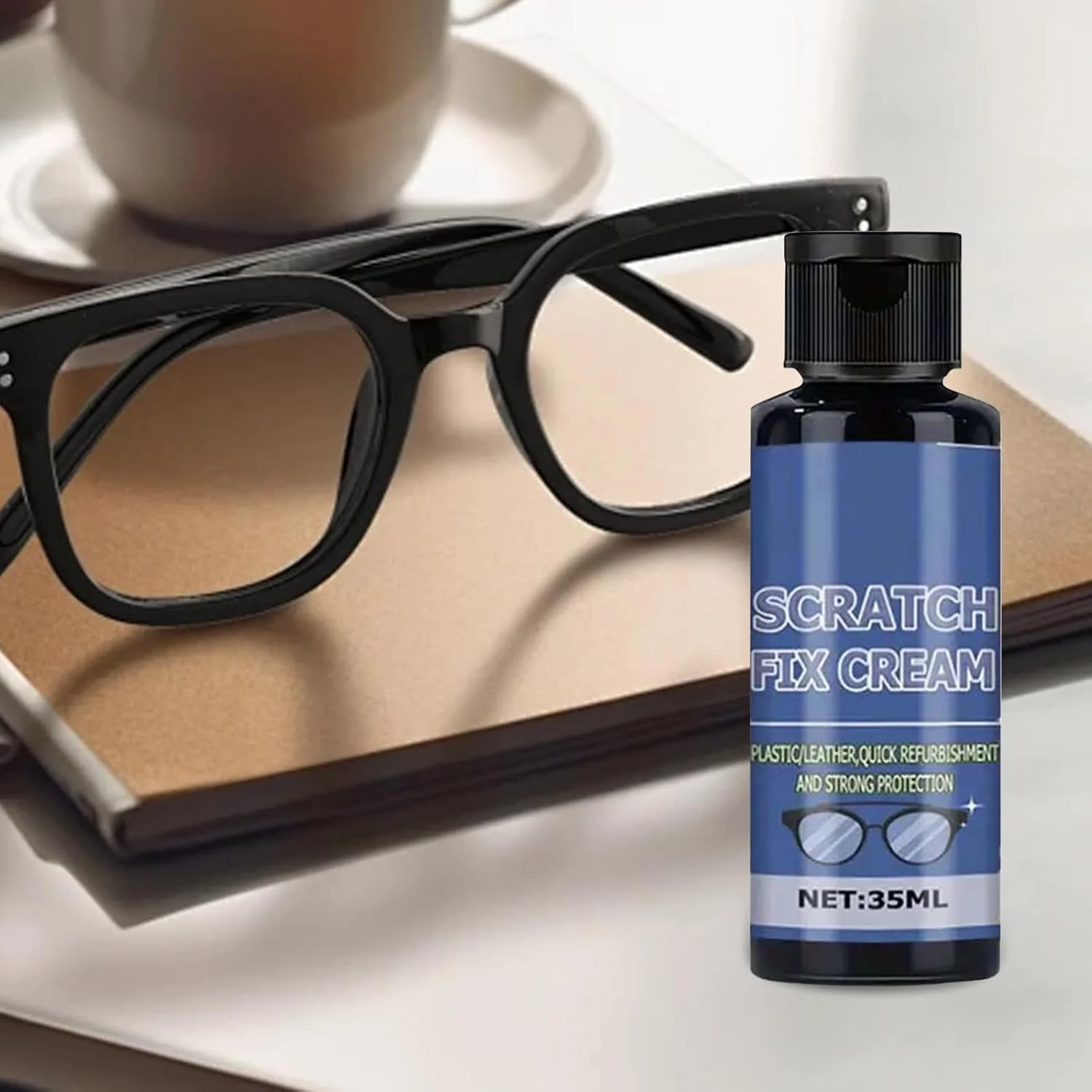 محلول خش گیر عینک - پاک کننده سریع الاثر 35 میلی لیتری | محلول خش گیر لنز برای عینک با اسفنج | برای صفحه نمایش پنجره، تلفن، ساعت، عینک آفتابی، دوربین، آینه، سطوح داخلی