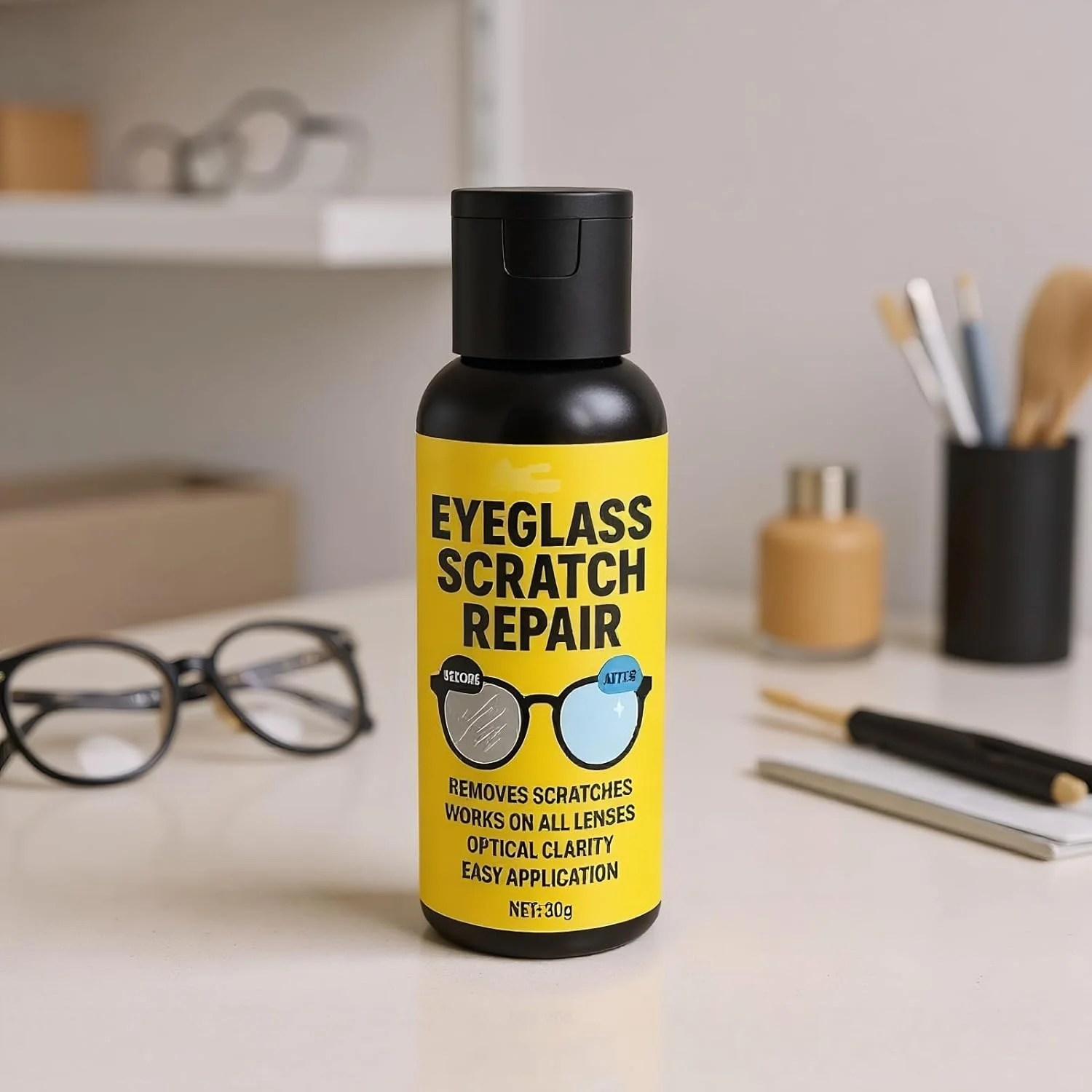 خمیر تمیز کننده لنز عینک 30 گرمی | پاک کننده خط و خش عینک - برای آقایان، بزرگسالان، جوانان، دانش آموزان، معلمان، دوچرخه سواران و علاقه مندان