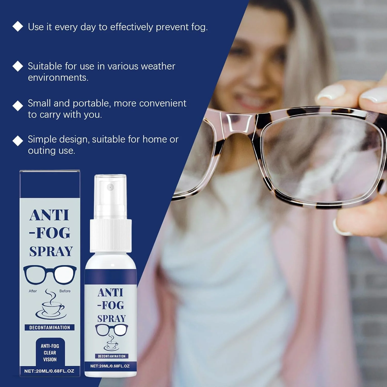 اسپری ضد بخار برای عینک | 20 میلی لیتر، ضد آب، قابل حمل و ماندگار | محلول ضد بخار حرفه ای، برای زنان و مردان اسپری ضد بخار برای عینک | 20 میلی لیتر، ضد آب، قابل حمل و ماندگار | محلول ضد بخار حرفه ای، برای زنان و مردان