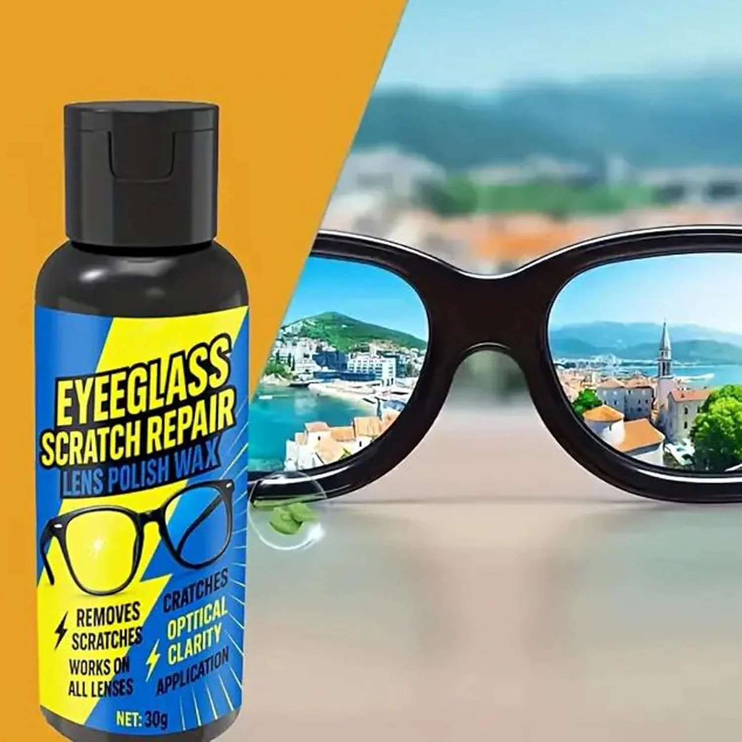 خمیر پولیش و تمیز کننده خش عینک آفتابی به همراه اسفنج - واکس پولیش آینه و شیشه