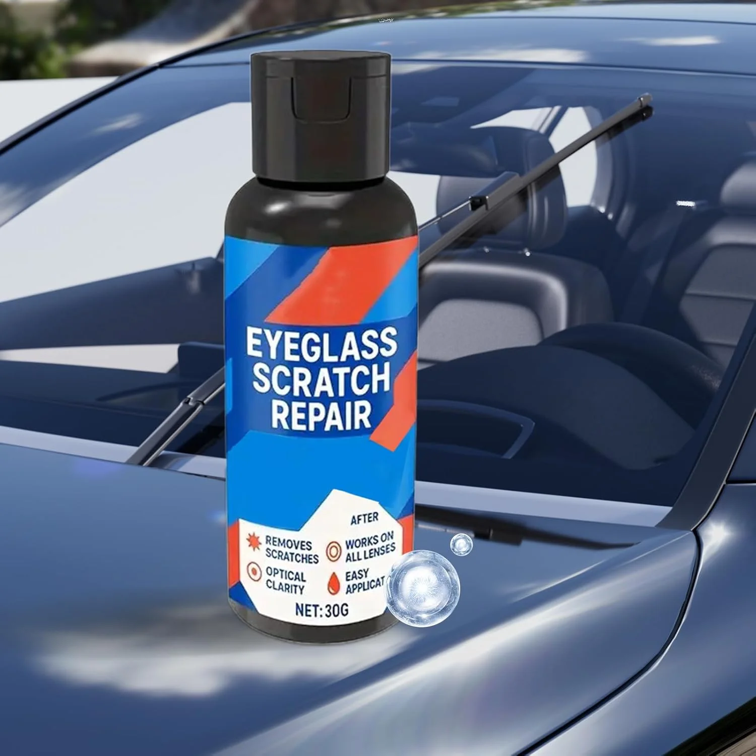 پولیش ترمیم کننده خط و خش لنز - 30 گرم - کیت تمیز کننده و ترمیم خط و خش عینک - مناسب برای عینک آفتابی، صفحه نمایش ساعت، تلفن، دوربین، میز، آینه، پنجره و خودرو