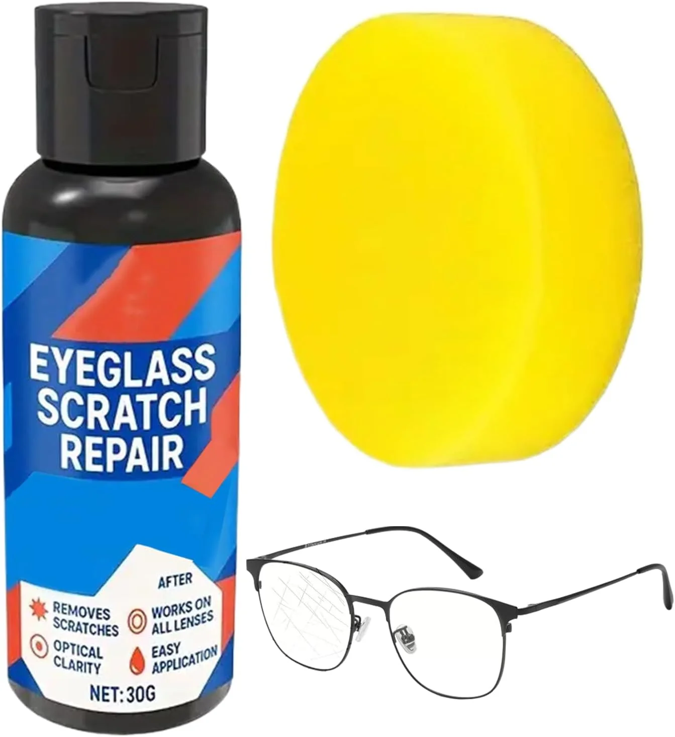 پولیش حرفه ای 30 گرمی از بین برنده خط و خش عینک، خمیر تمیز کننده لنز - برای صفحه نمایش ساعت، صفحه نمایش تلفن، آینه میز، نگهداری دوربین