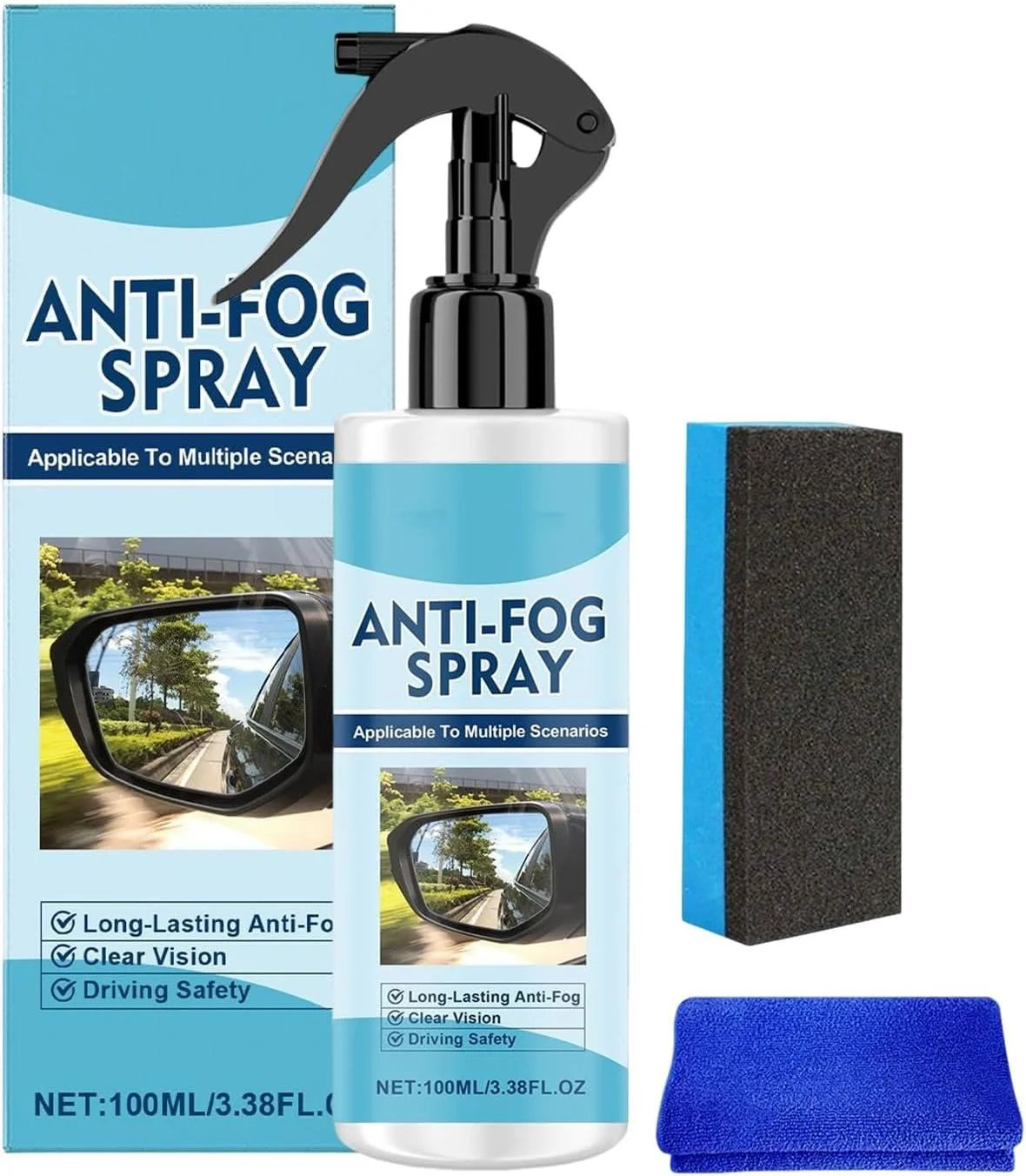 اسپری ضد بخار برای شیشه جلو، عامل یخ زدایی 100 میلی لیتر | به همراه حوله و اسفنج - برای عینک، آینه، حمام، فضای داخلی، RV، SUV، لکه های فضله پرندگان اسپری ضد بخار برای شیشه جلو، عامل یخ زدایی 100 میلی لیتر | به همراه حوله و اسفنج - برای عینک، آینه، حمام، فضای داخلی، RV، SUV، لکه های فضله پرندگان