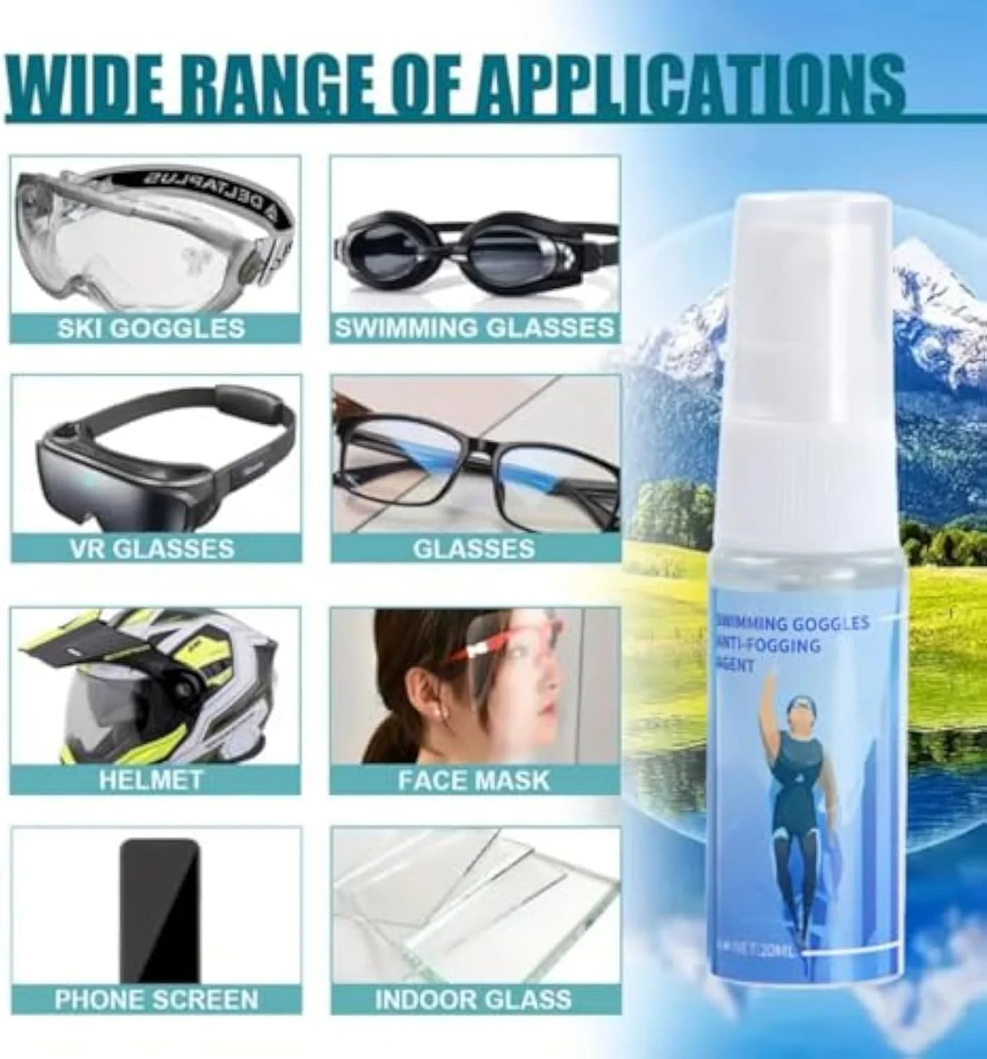 اسپری ضد بخار برای عینک، اسپری لنز ضد بخار، کیت تمیز کننده عینک، ضد مه برای عینک شنا، ضد بخار شیشه خودرو، ضد مه برای شیشه جلو خودرو، اسپری ضد بخار برای نقاب کلاه ایمنی