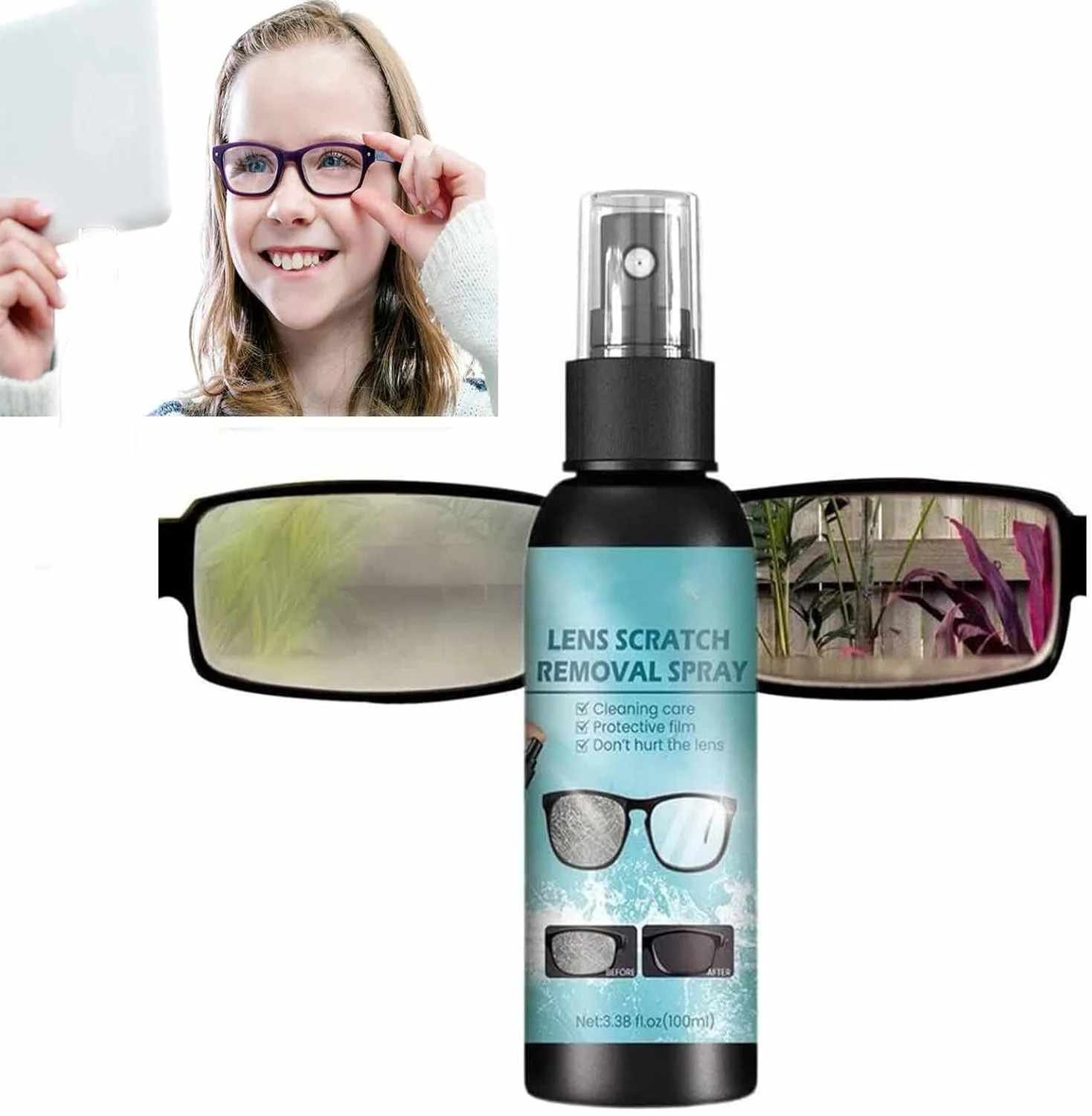 اسپری پاک کننده خش لنز - پاک کننده لنز عینک، ترمیم کننده خش لنز عینک، مایع ترمیم شیشه عینک، پاک کننده صفحه نمایش و عینک، برای ابزارهای پاک کننده صفحه نمایش