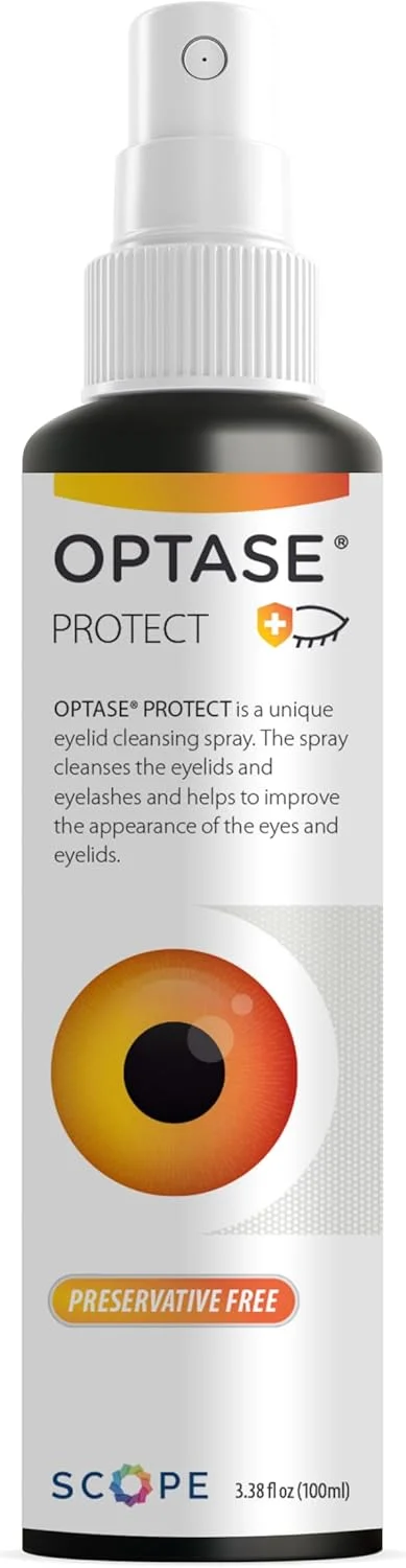 اسپری پاک کننده پلک Optase Protect - اسپری هیپوکلروس اسید برای محافظت روزانه - اسپری تمیز کننده پلک چشم برای خشکی چشم، بلفاریت و درمان گل مژه - پاک کننده پلک هیپوکلروس اسید - 100 میلی لیتر