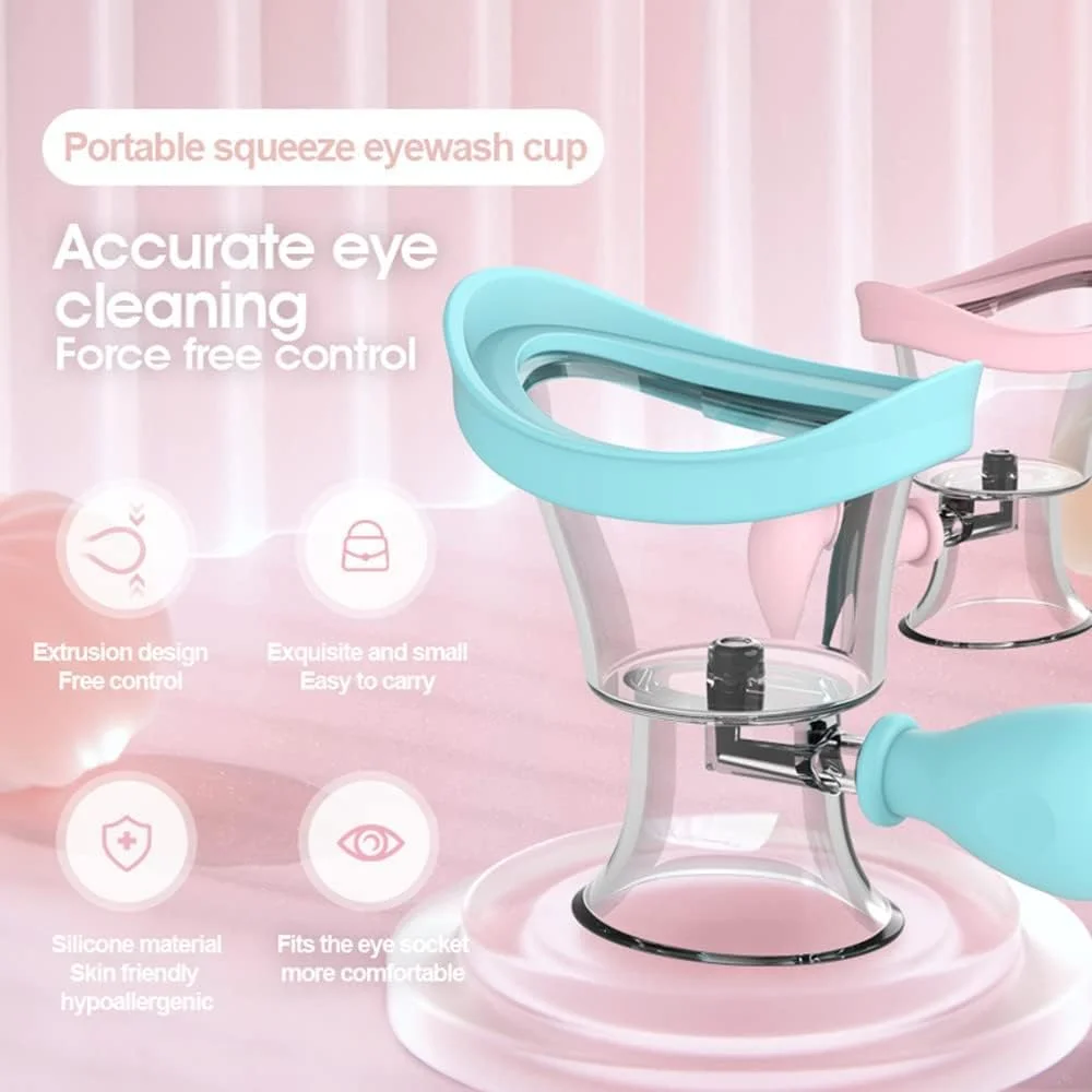 فنجان شستشوی چشم، ابزار تمیز کننده چشم با فشار هوای دستی سیلیکونی، شستشوی موثر چشم برای از بین بردن گرد و غبار، آرایش و مواد تحریک کننده، فنجان چشم شفاف با محفظه نگهداری فنجان شستشوی چشم، ابزار تمیز کننده چشم با فشار هوای دستی سیلیکونی، شستشوی موثر چشم برای از بین بردن گرد و غبار، آرایش و مواد تحریک کننده، فنجان چشم شفاف با محفظه نگهداری