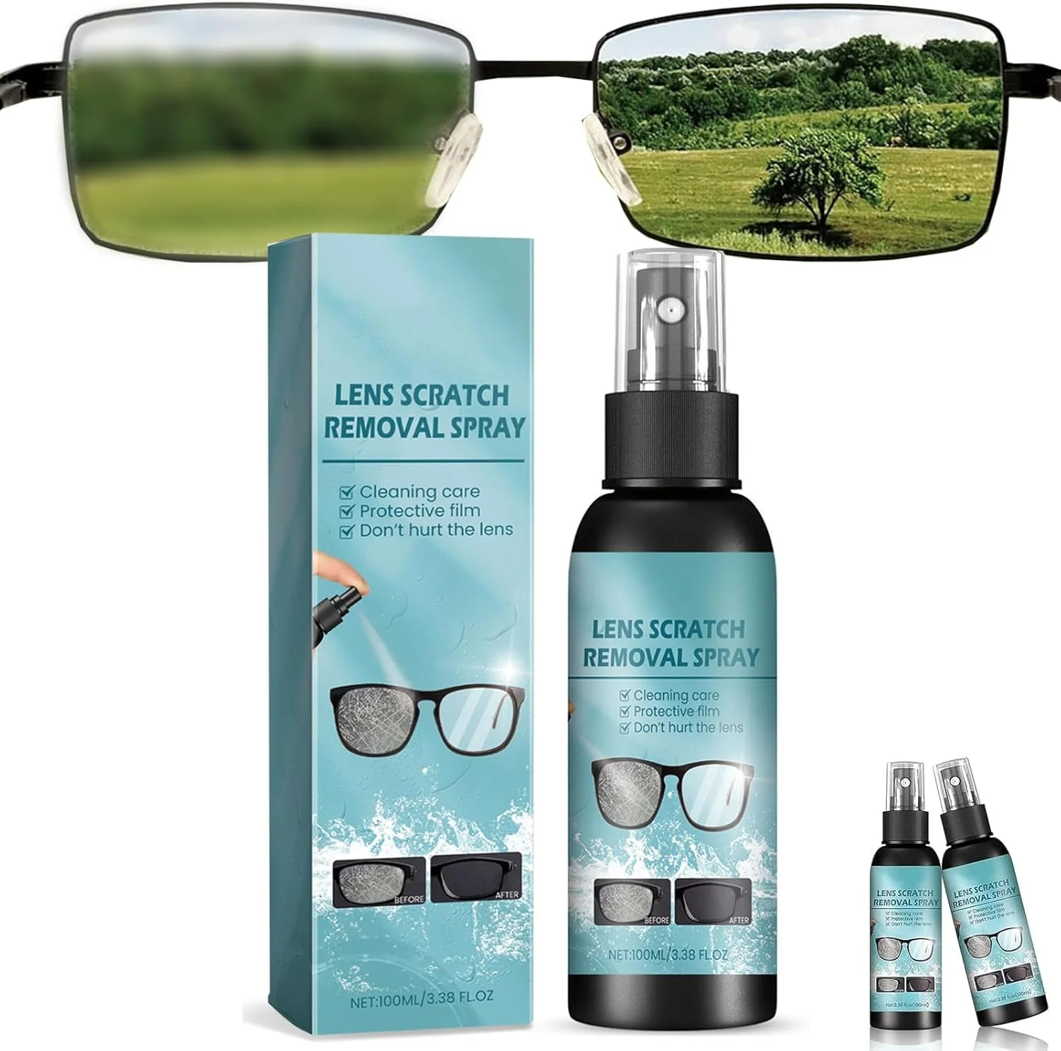 اسپری خشگیر لنز، تمیز کننده عینک برای لنزها، صفحه نمایش و عینک آفتابی، فرمول مایع پیشرفته برای ترمیم خش و تمیز کردن عمیق اسپری خشگیر لنز، تمیز کننده عینک برای لنزها، صفحه نمایش و عینک آفتابی، فرمول مایع پیشرفته برای ترمیم خش و تمیز کردن عمیق